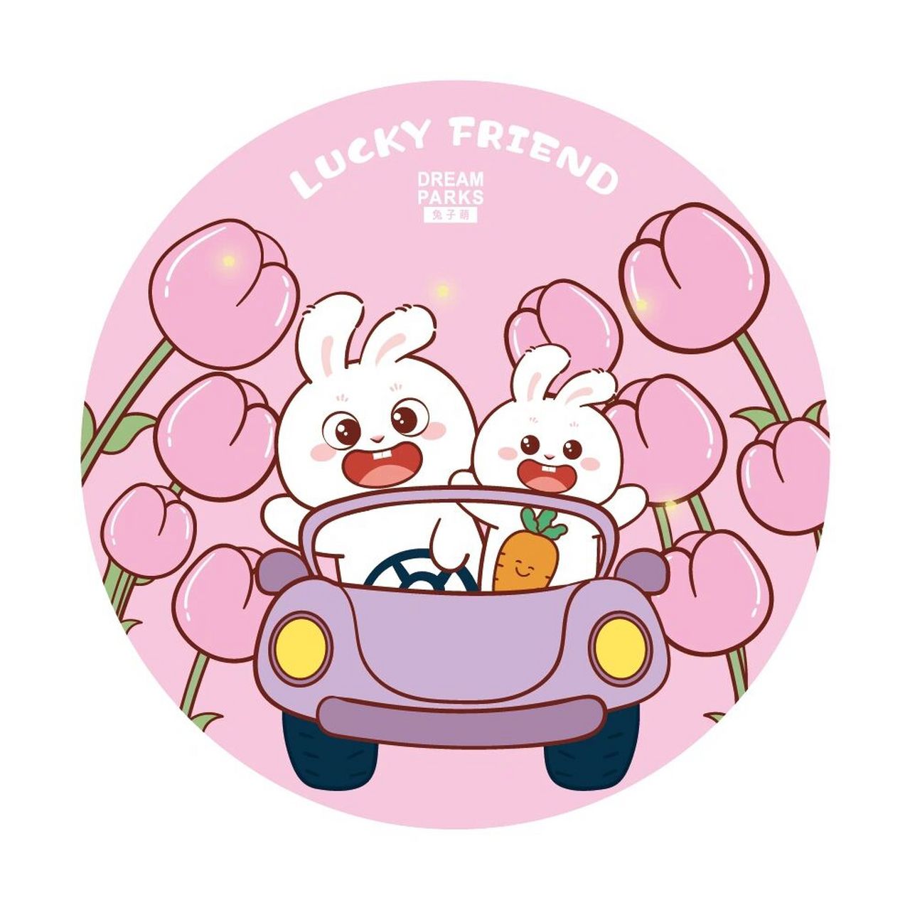 兔子萌开车卡通可爱插画设计分享 兔子萌ip 卡通形象 原创,已申请版权