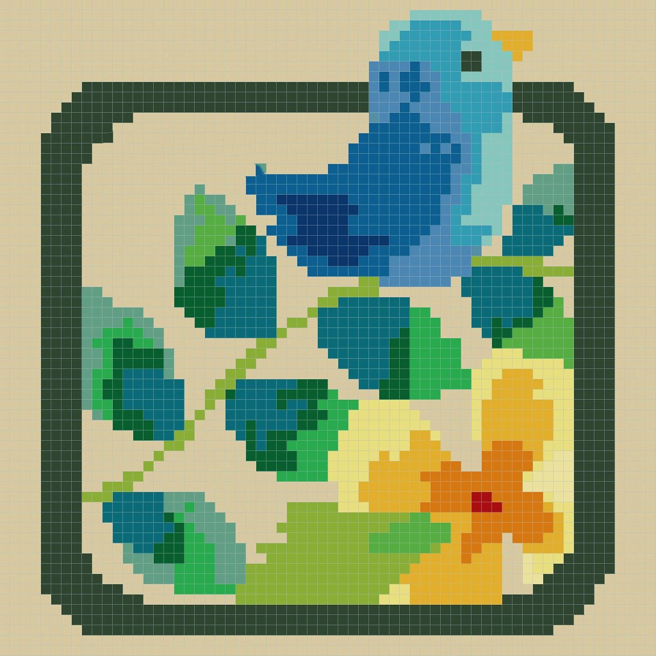 『像素图』水墨翠鸟