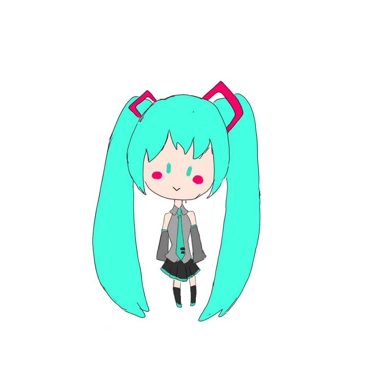 q版1——初音未来 第一次尝试指绘,有待提高,可以多提意见,想看我画啥