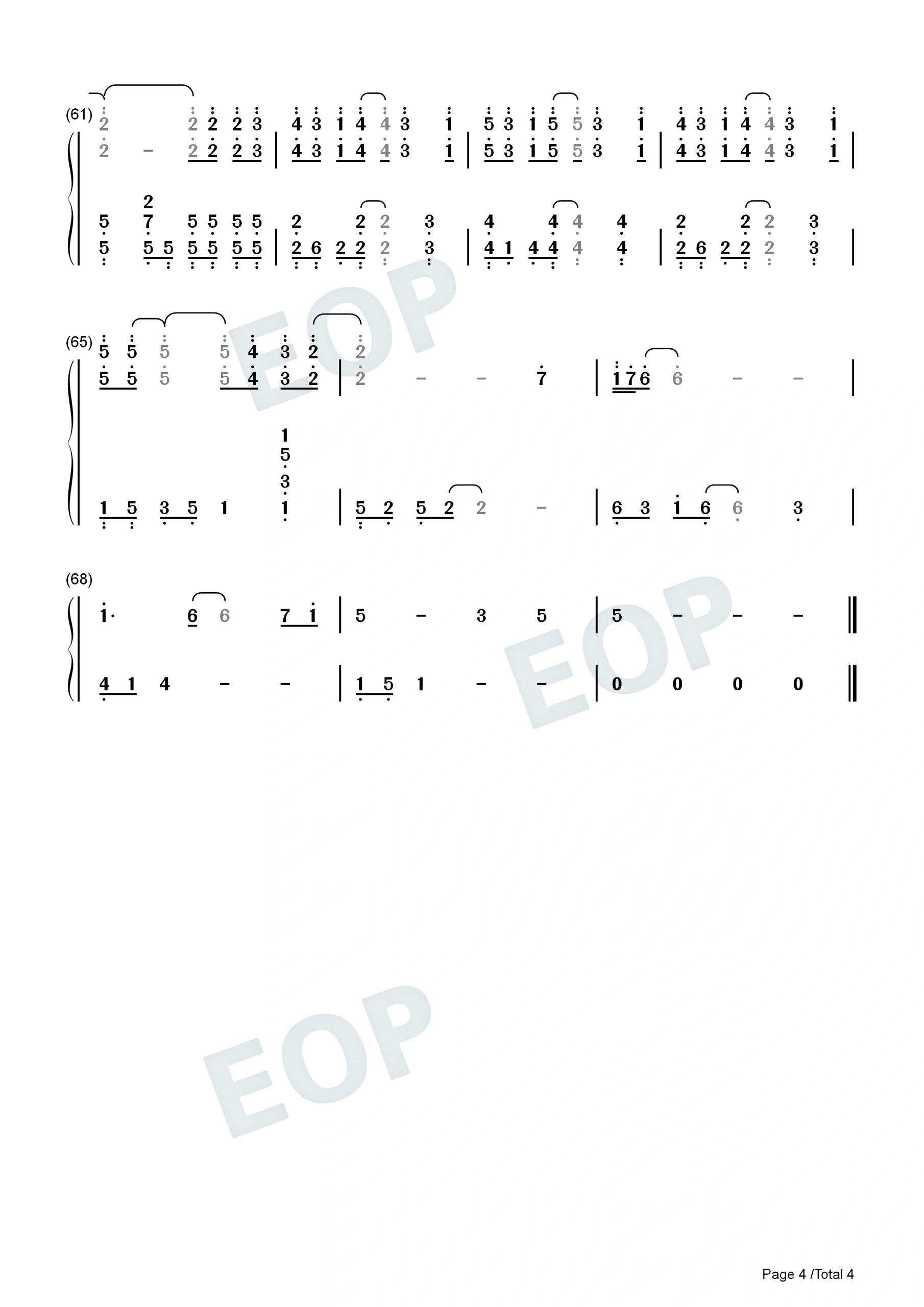 《煎熬》李佳薇简谱钢琴双手曲谱