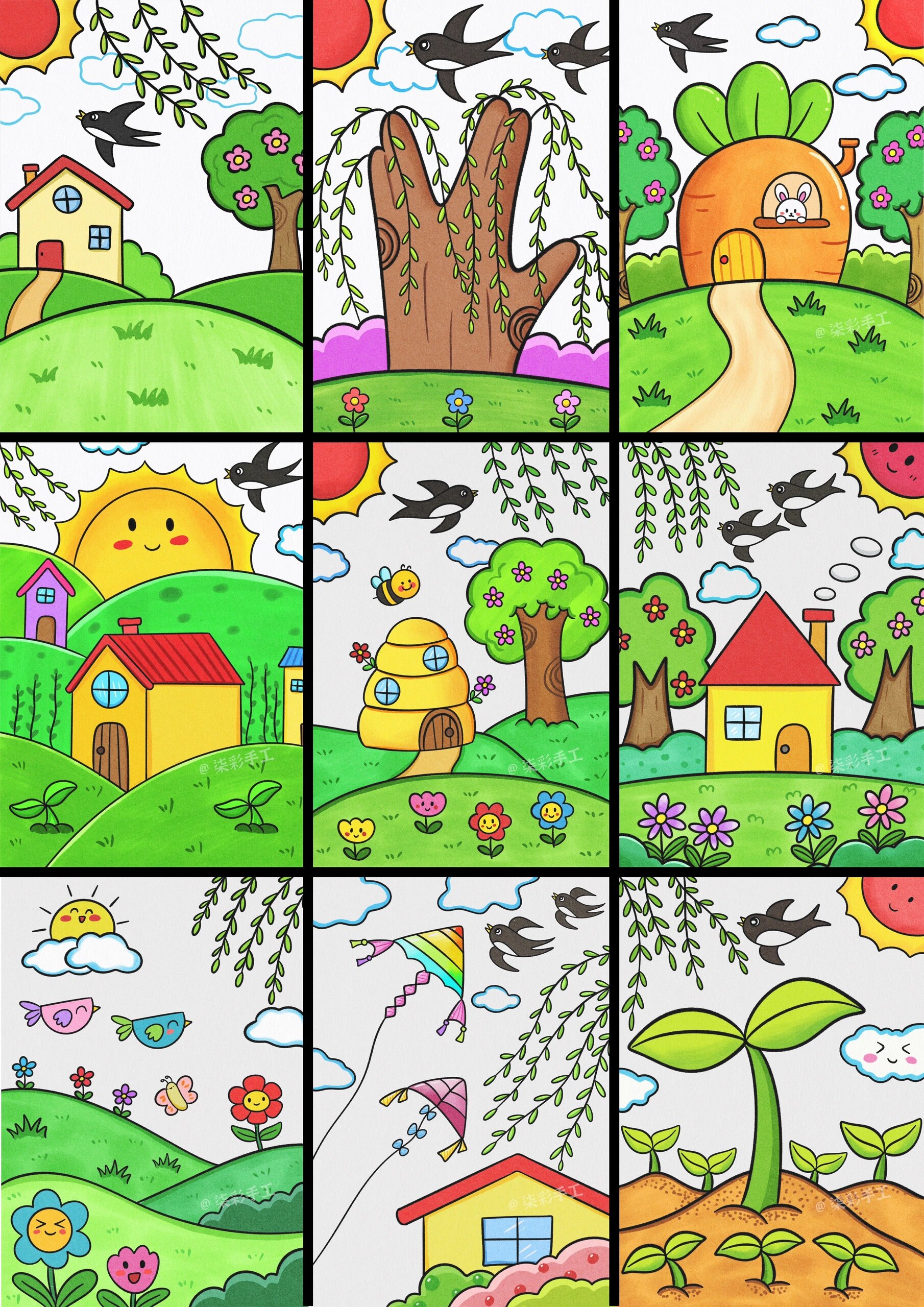 春天主题儿童简笔画