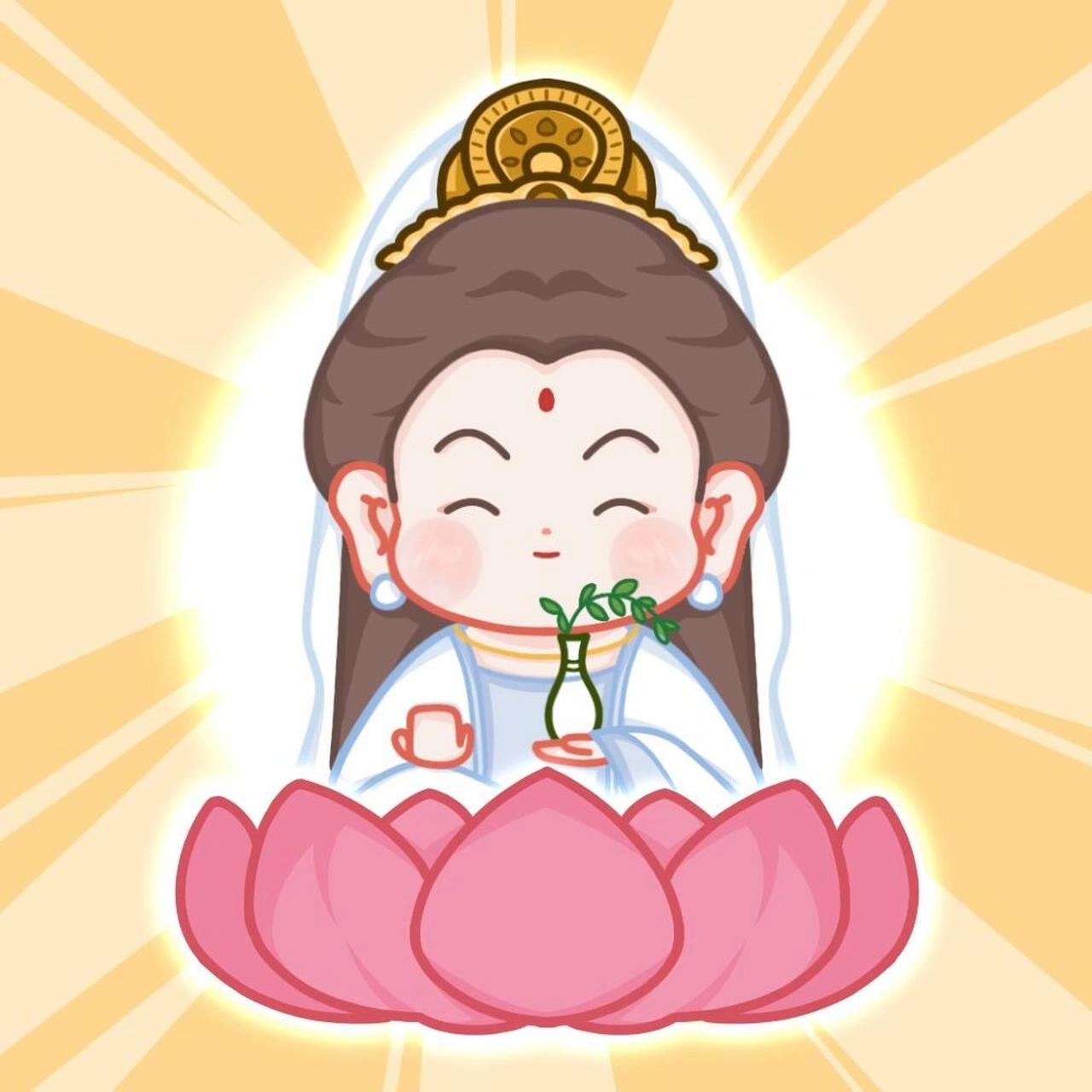 画了观音头像壁纸 观音:祝各位孩子,好运莲莲 ps感谢.