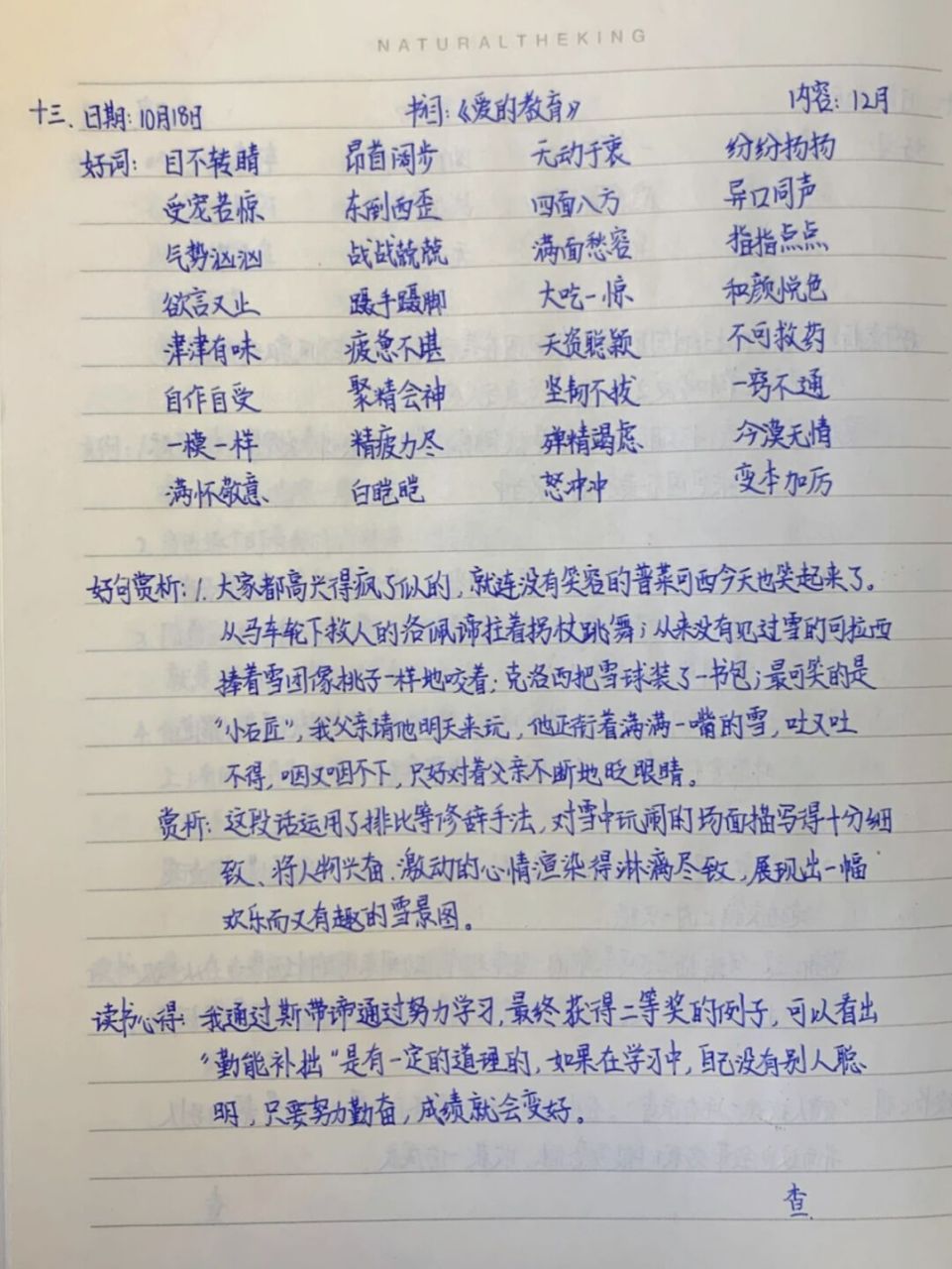 《爱的教育》读书笔记 12月