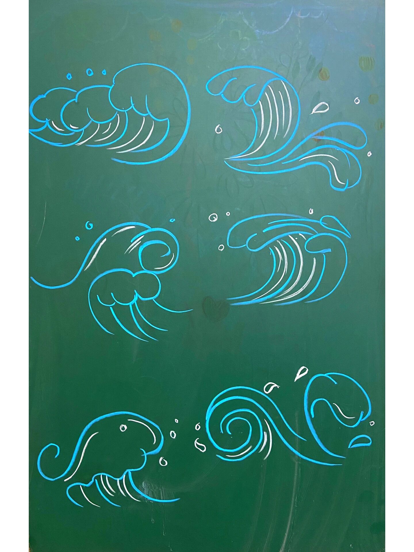 黑板报|粉笔画浪花