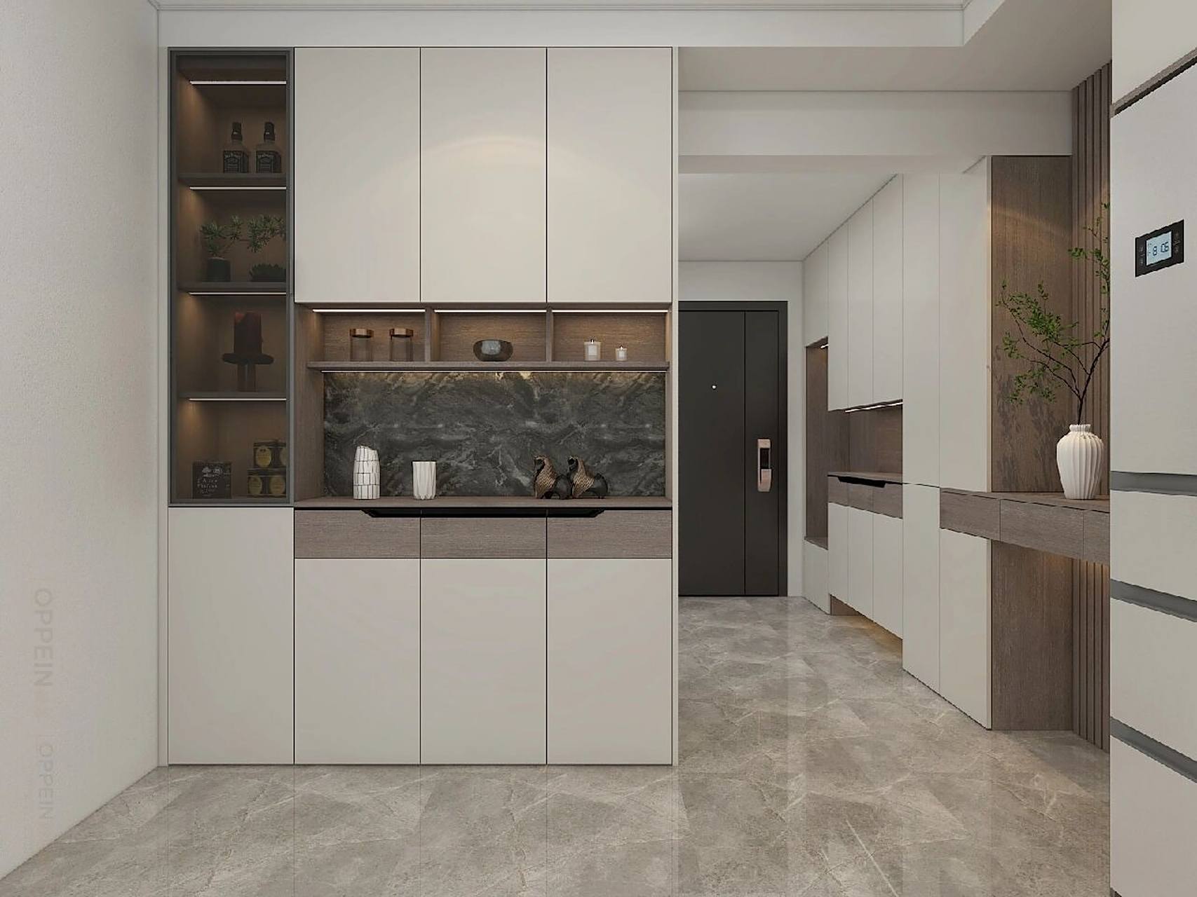 欧派全屋经典搭配(阿拉斯加橡木 子午灰) 一直没淘汰的两种材质