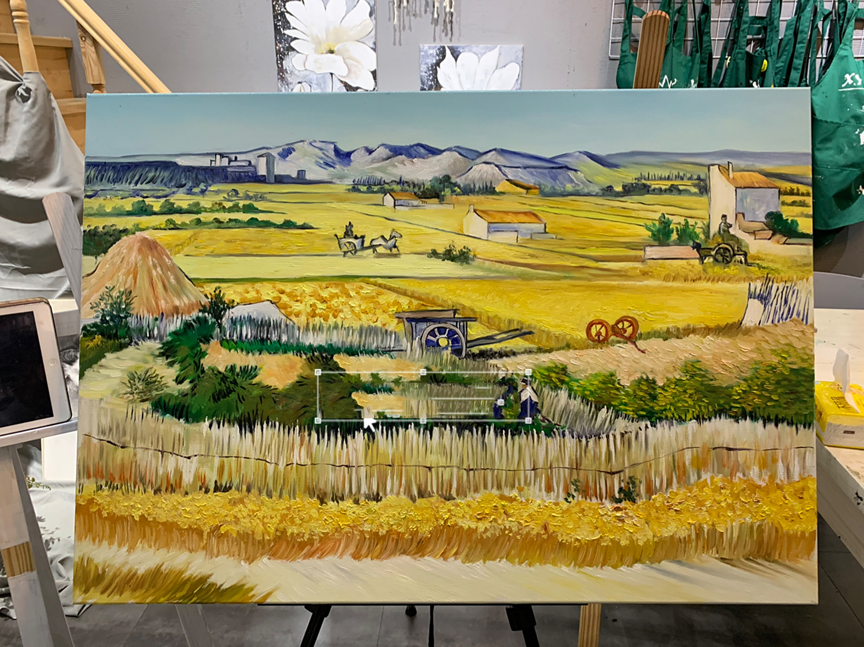 梵高-《丰收的金色麦田》风景油画 世界名画临摹,风景画装饰画油画