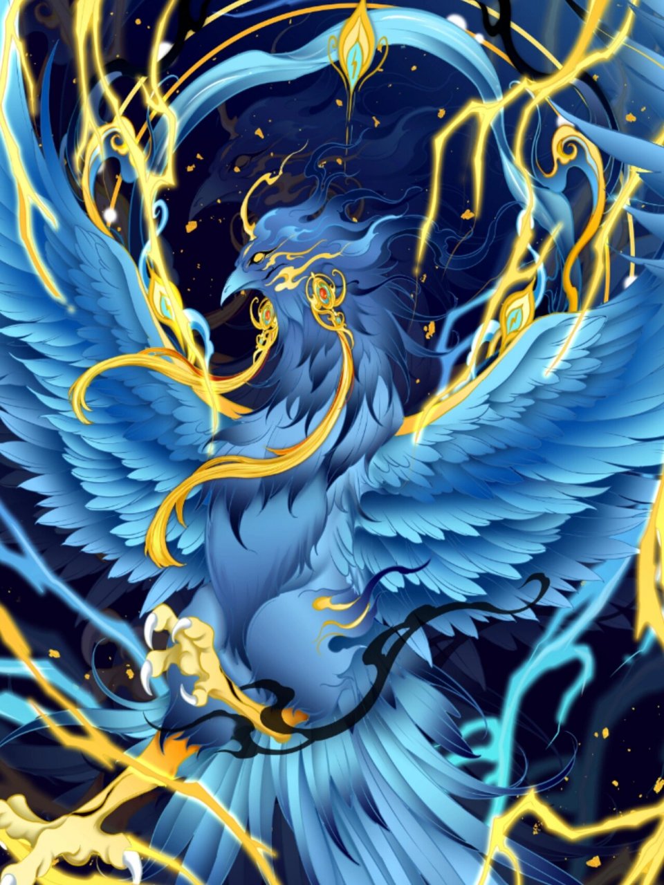 【凤九雏系列—雷鸟】 雷鸟,长着鹰头,身形巨大,有长尾巴.