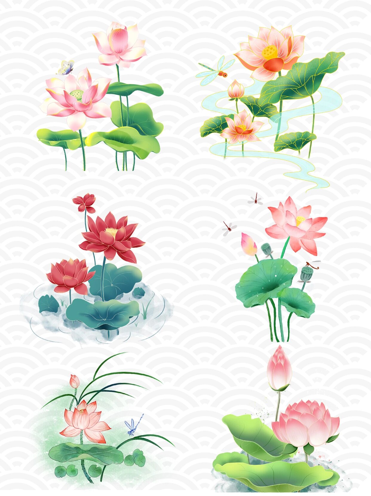 96今日给大家分享的是一组中国风水墨荷花免扣素材~~ 	 96水墨