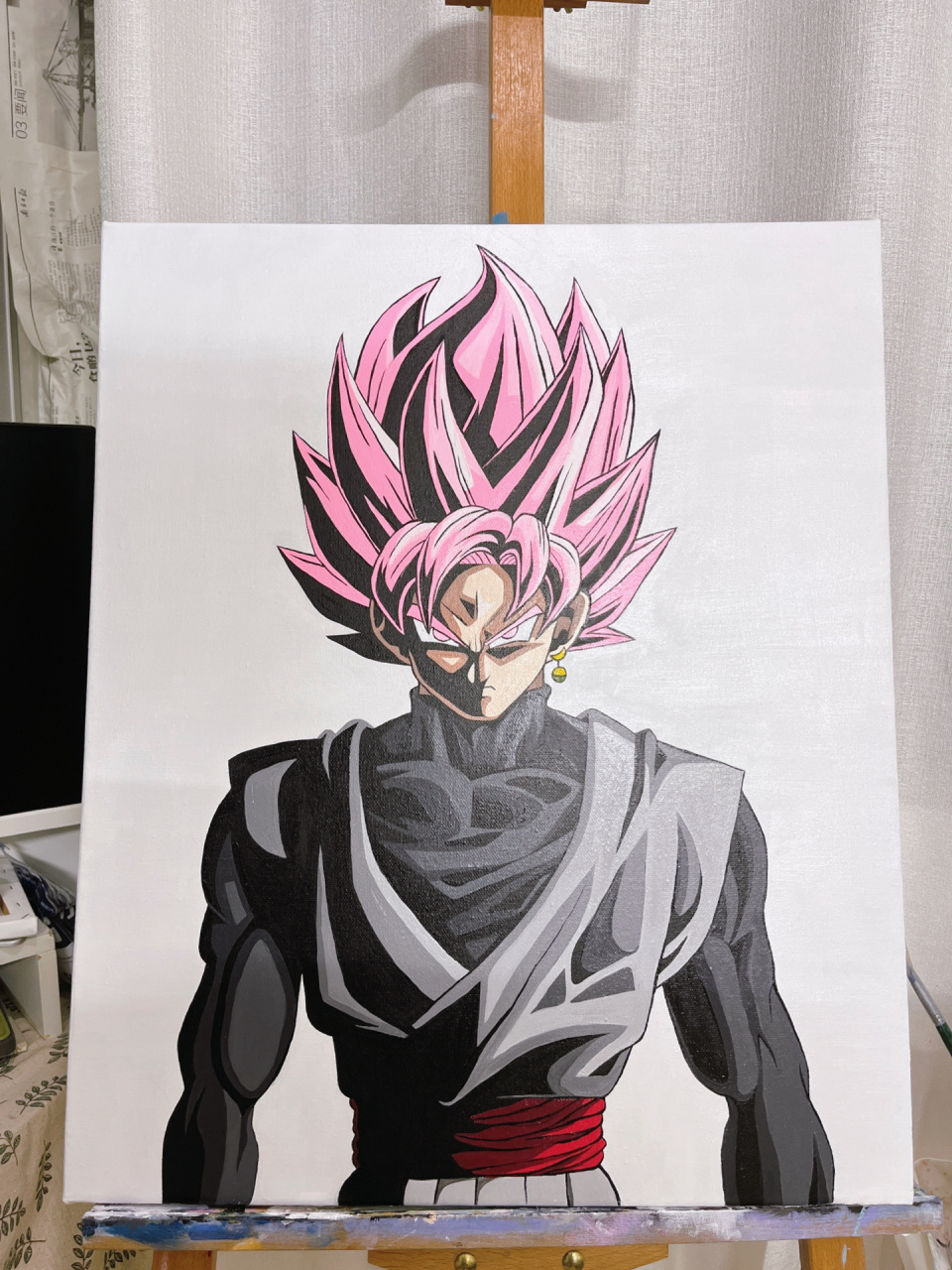 丙烯画|龙珠黑悟空扎马斯手绘装饰画线稿 尺寸:50*60 颜料:丙烯 材质
