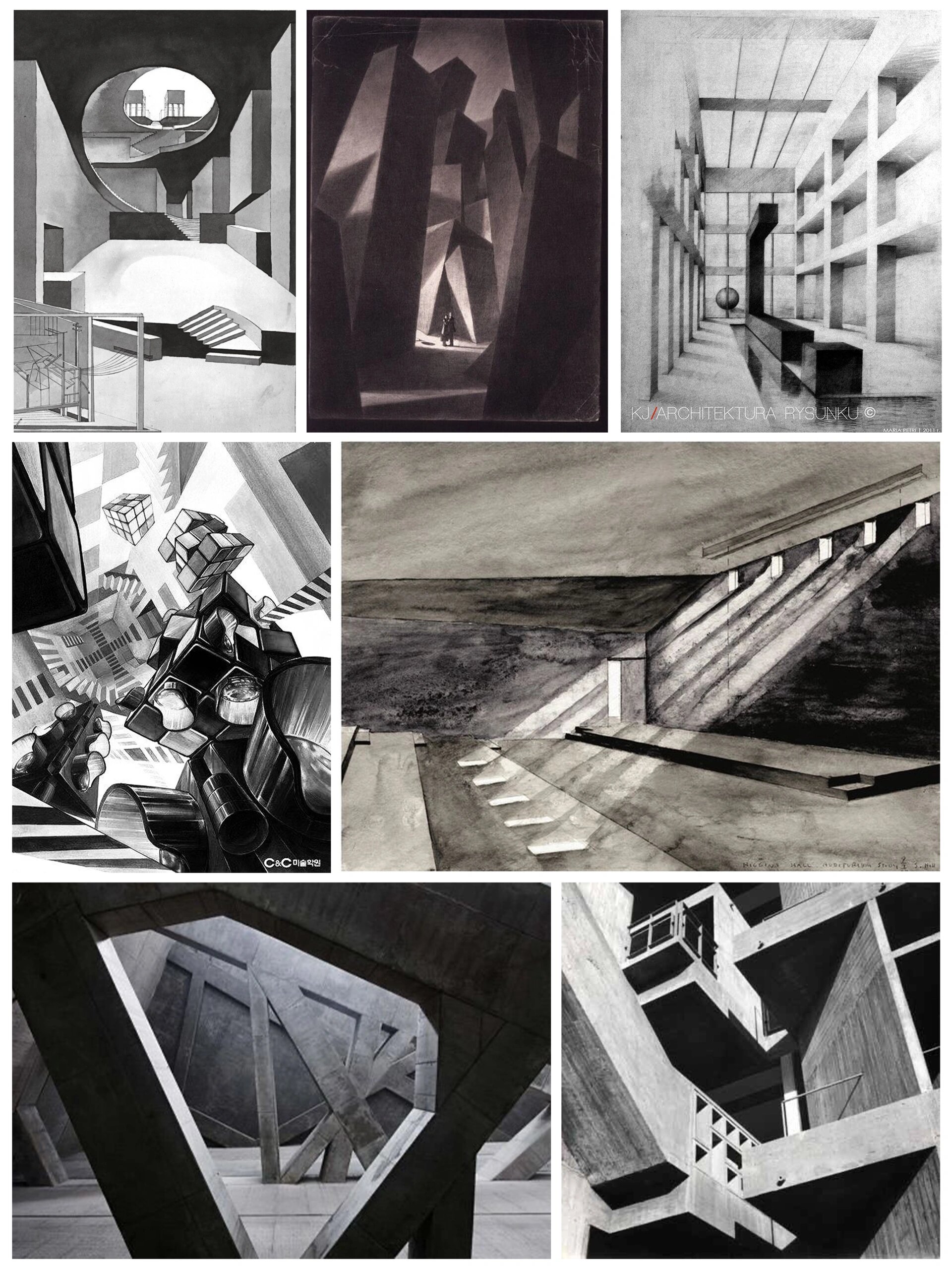 设计素描必备素材9799空间构成 今天分享一组有构成感,空间感的