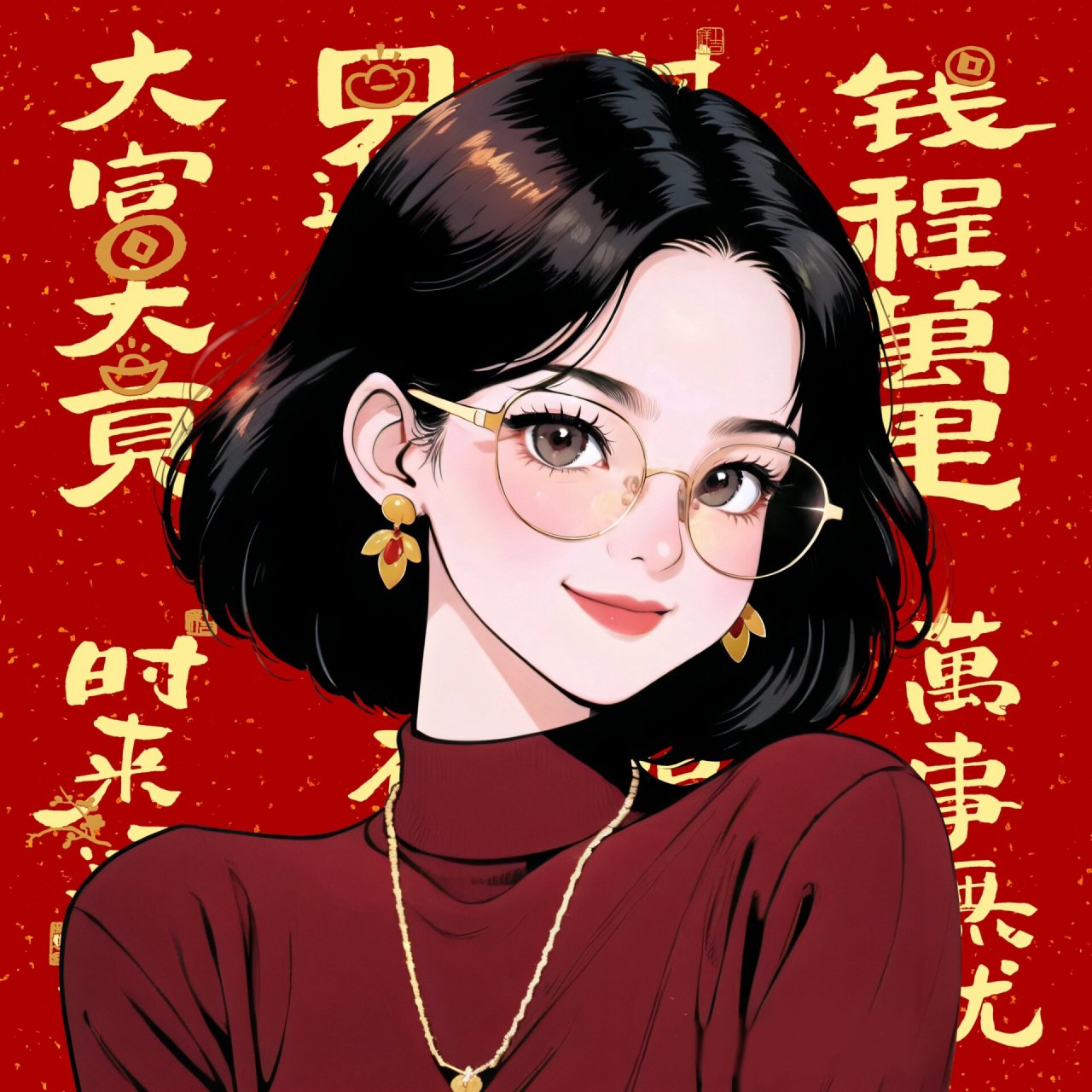 喜庆头像女可爱吉利图片