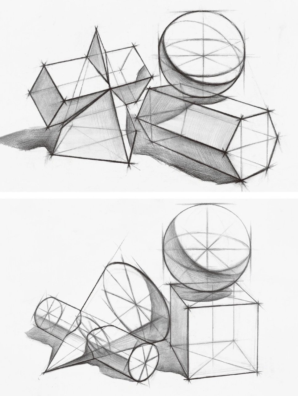 8种石膏几何体结构素描丨收藏起来慢慢练�关注我,每天都有绘画