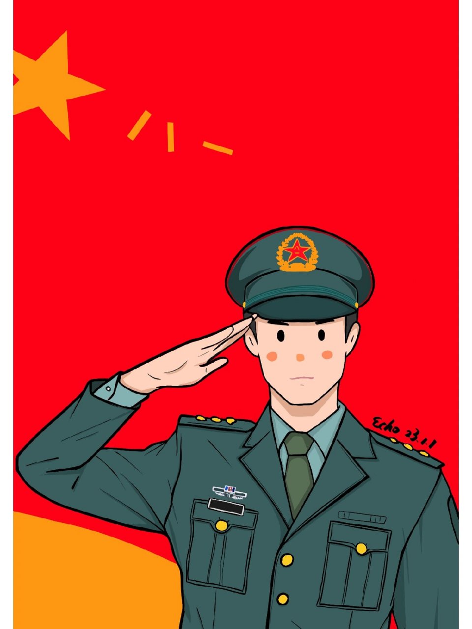 致敬中国人民解放军军人 新年第一组插画,献给保家卫国的军人!