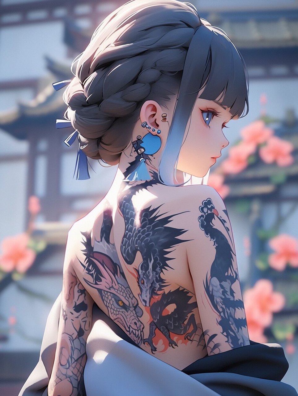帅气龙纹身女孩头像壁纸