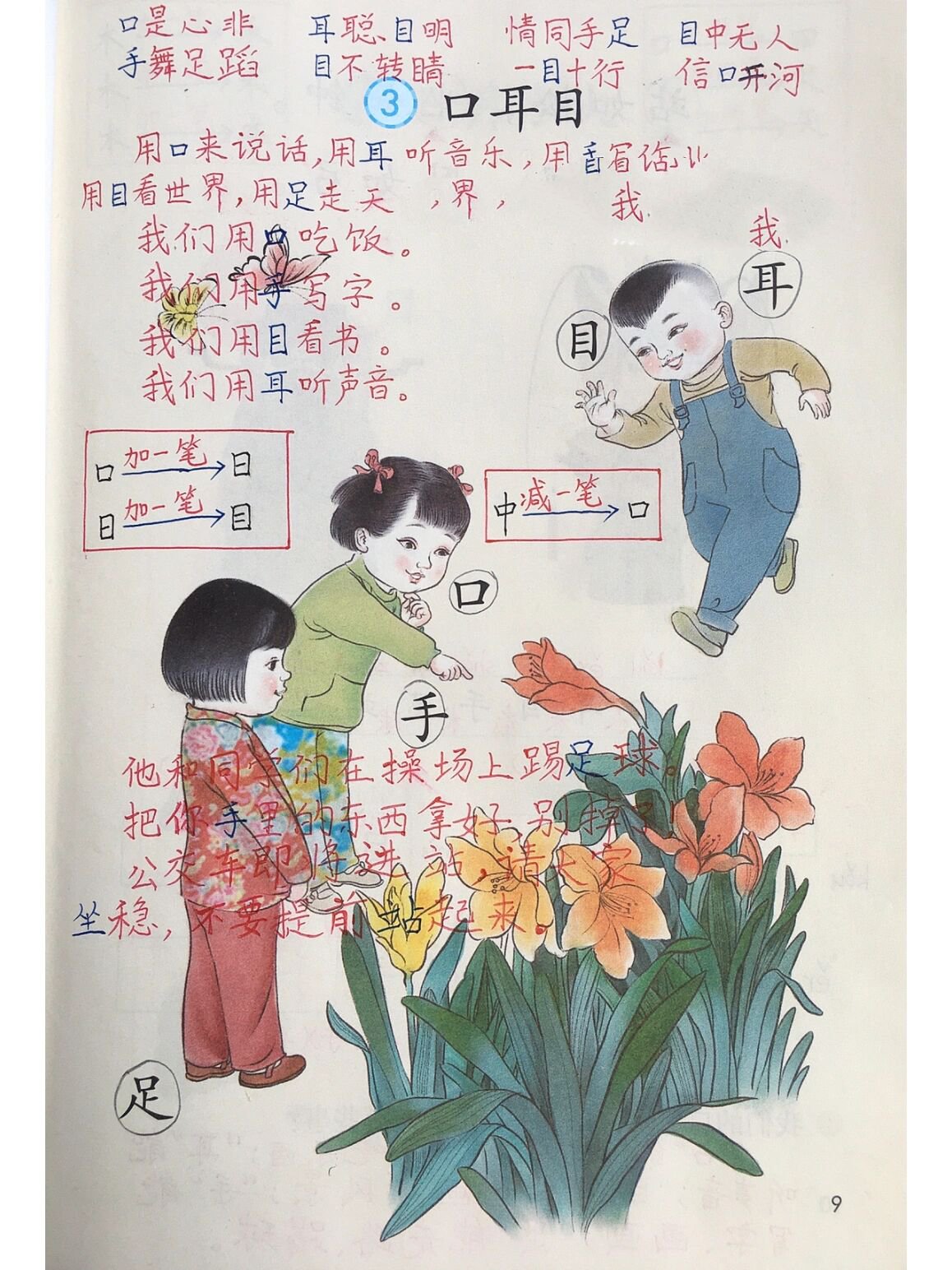 一年级语文上册识字《3.口耳目》笔记