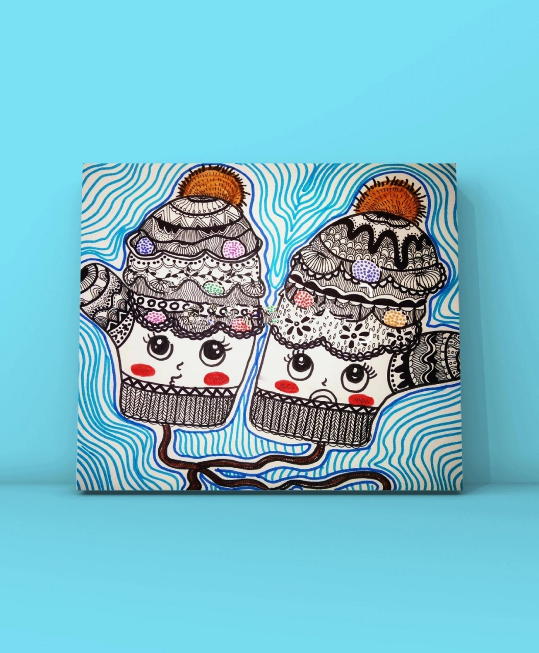 秋冬手套#线描画#原创 《秋冬手套》 适合年龄:7-10岁 冬天来了,赶快