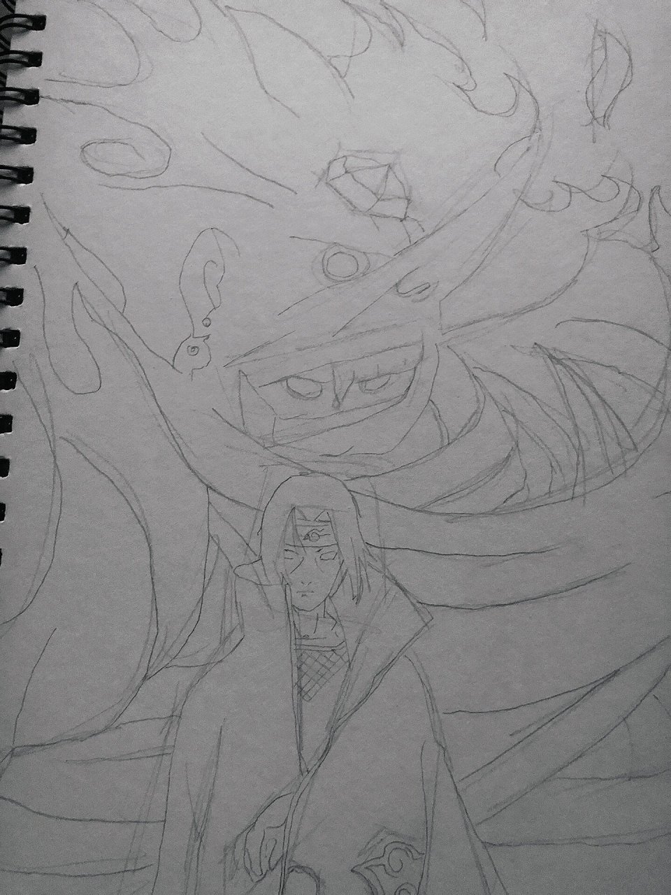 手绘宇智波鼬,须佐能乎2.0 今天梅开二度,宇智波鼬两连画.