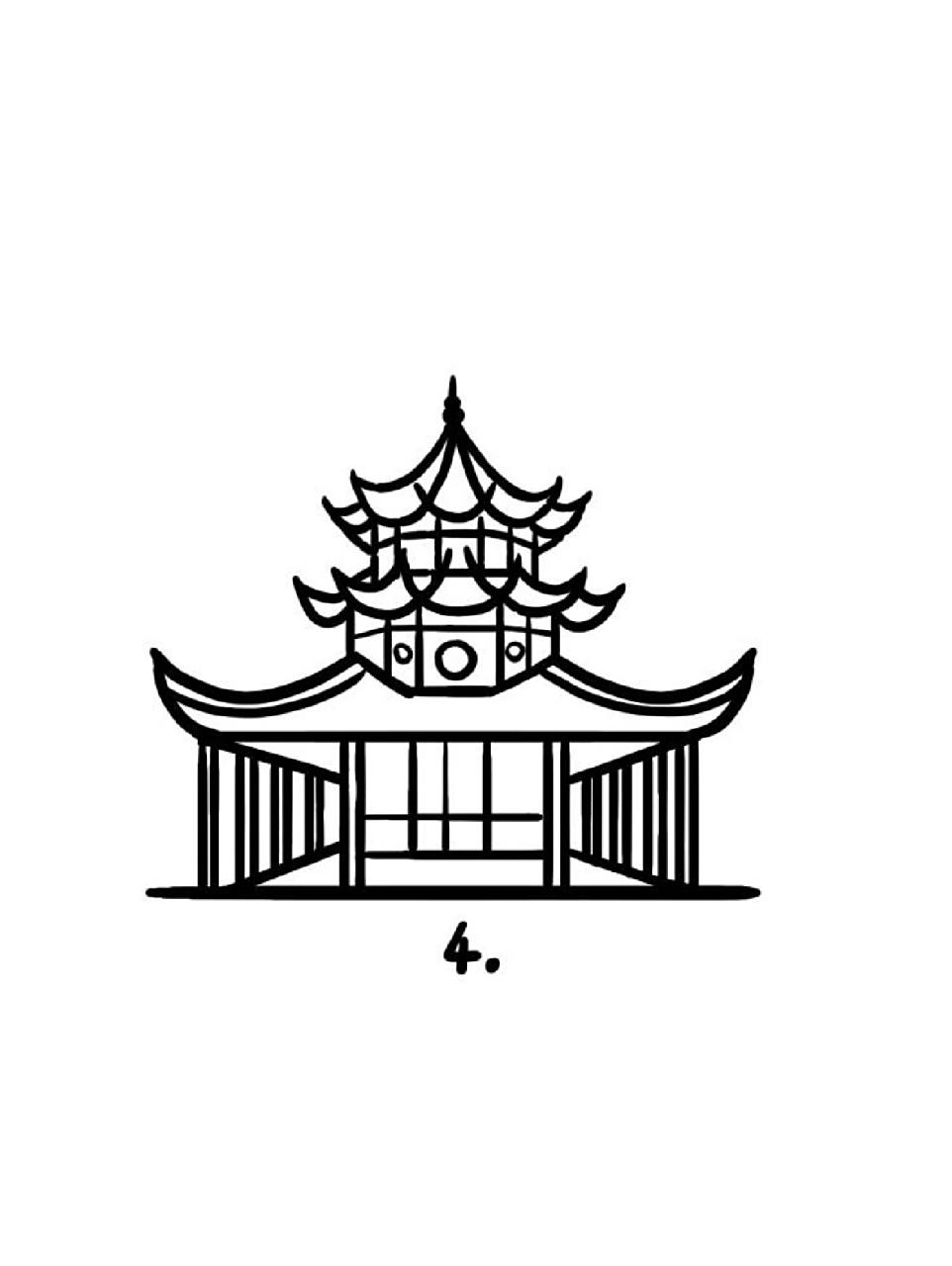 地标建筑简笔画教程53 文昌阁,位于贵阳城区东隅,据万历《贵州通志》