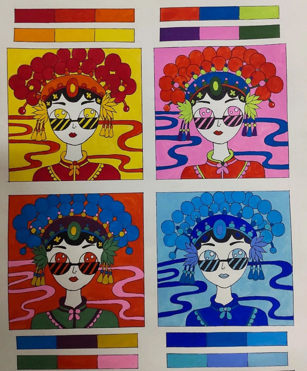 色彩对比构成 临近色 互补色 对比色 同类色