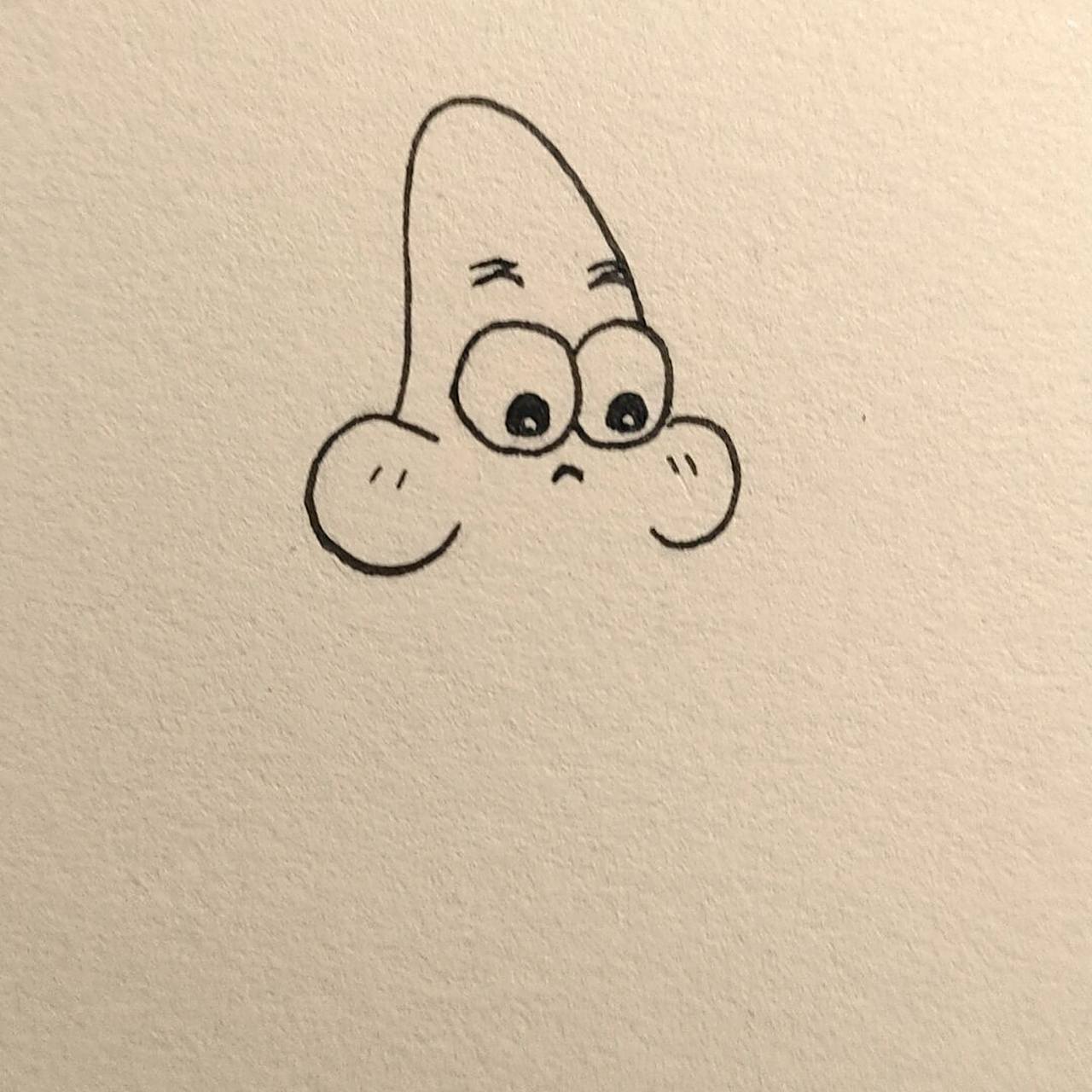 可爱简笔画|派大星好想你t﹏t 呜呜呜~临摹#绘画教程# #绘画过程# #简