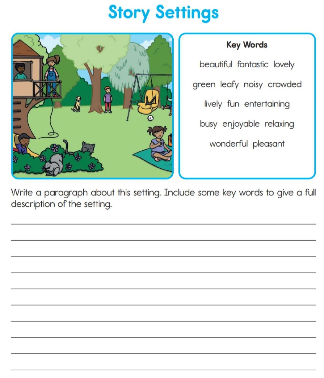 写作练习: 写故事场景 at the park 公园是孩子们日常高频出现的场景