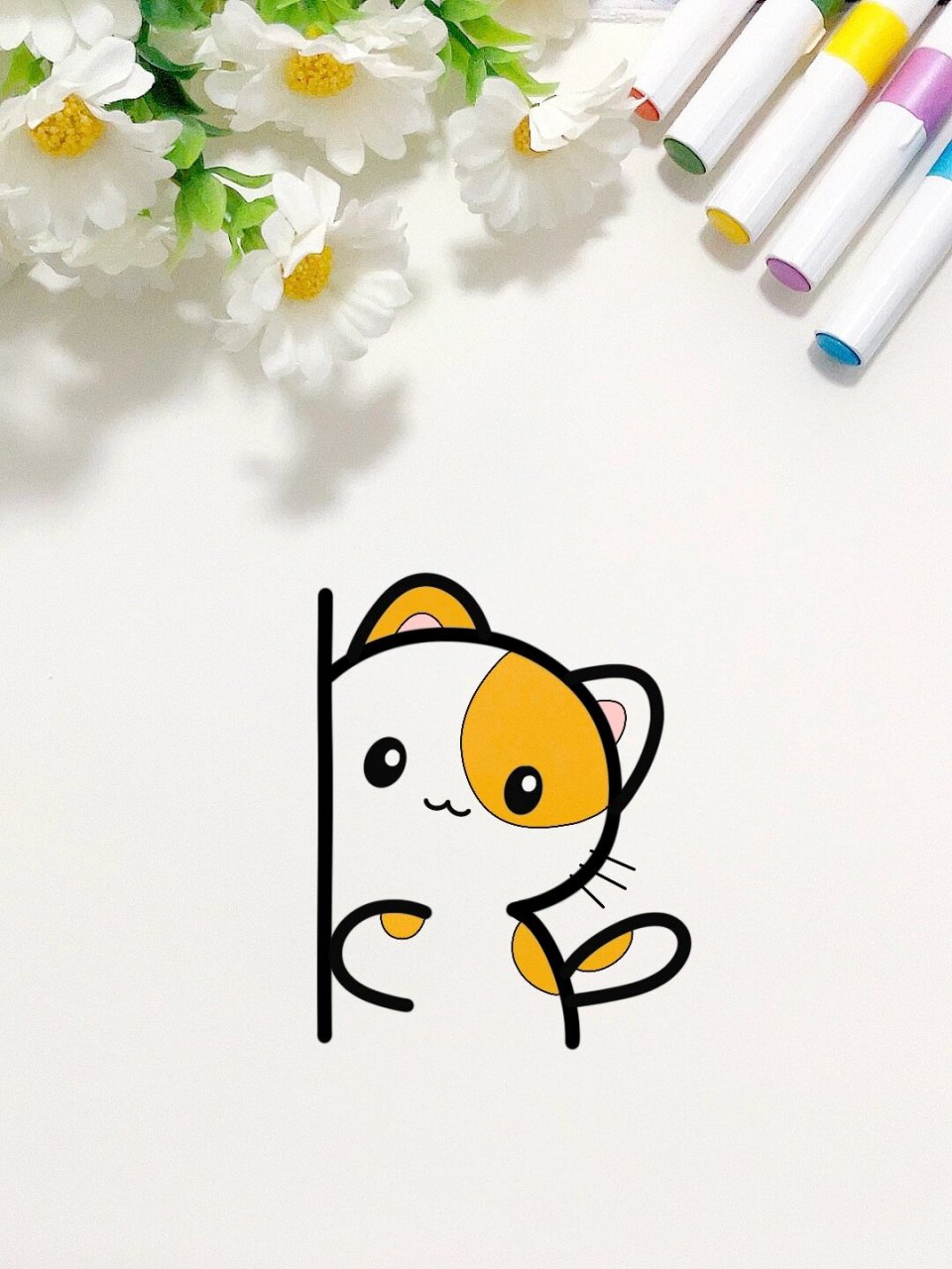 可爱的小猫简笔画 一起来画可爱的小猫吧,这个画法简单又好看