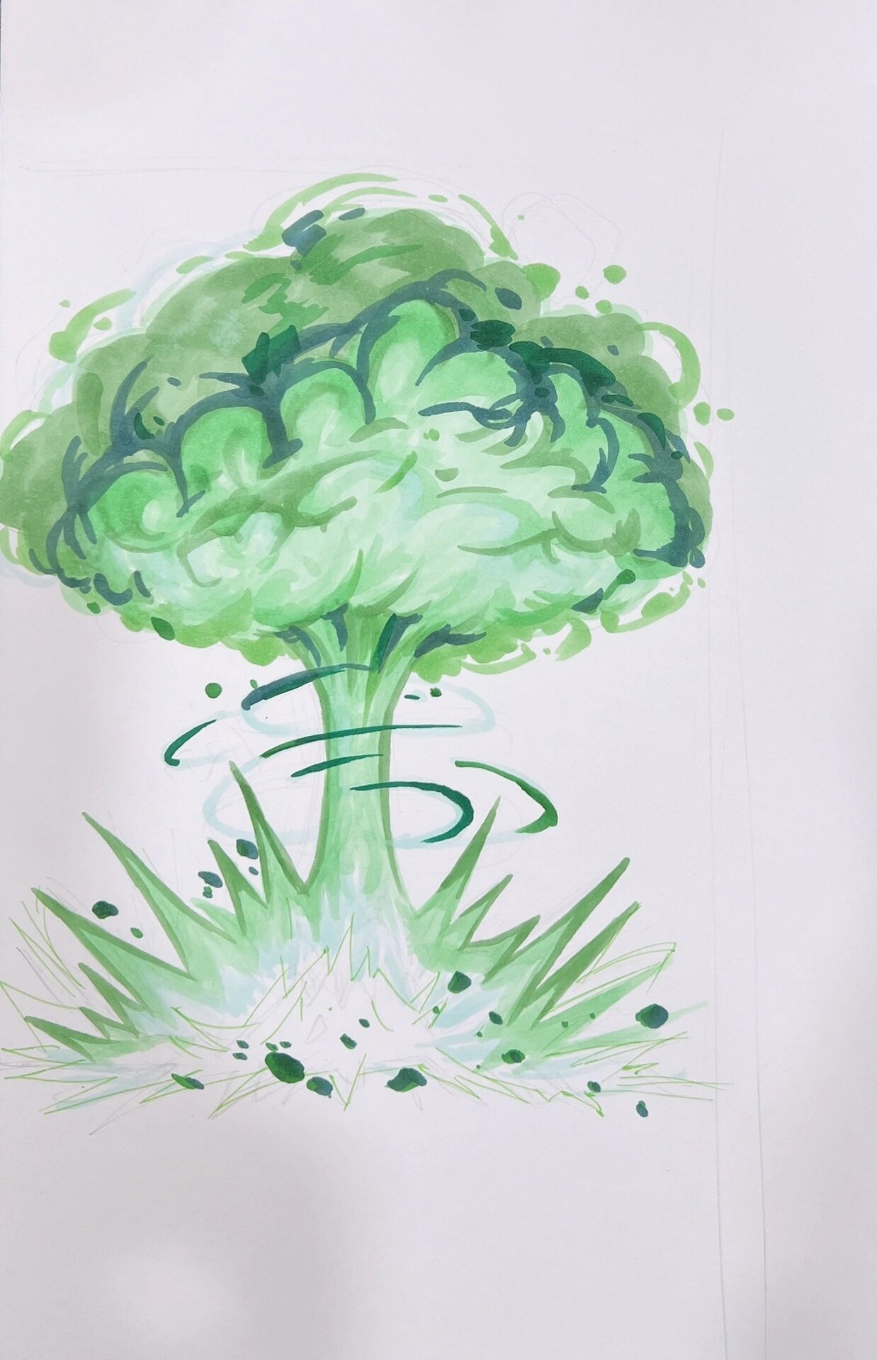 马克笔练习2|绿色爆炸蘑菇云99(有步骤