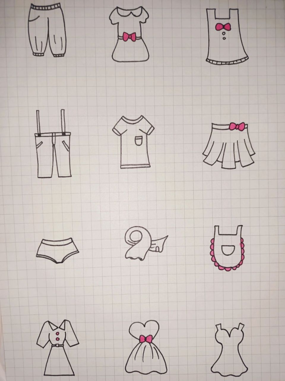 简笔画打卡第267天衣服裙子简笔画 衣服裙子简笔画来啦,手帐可以用哦