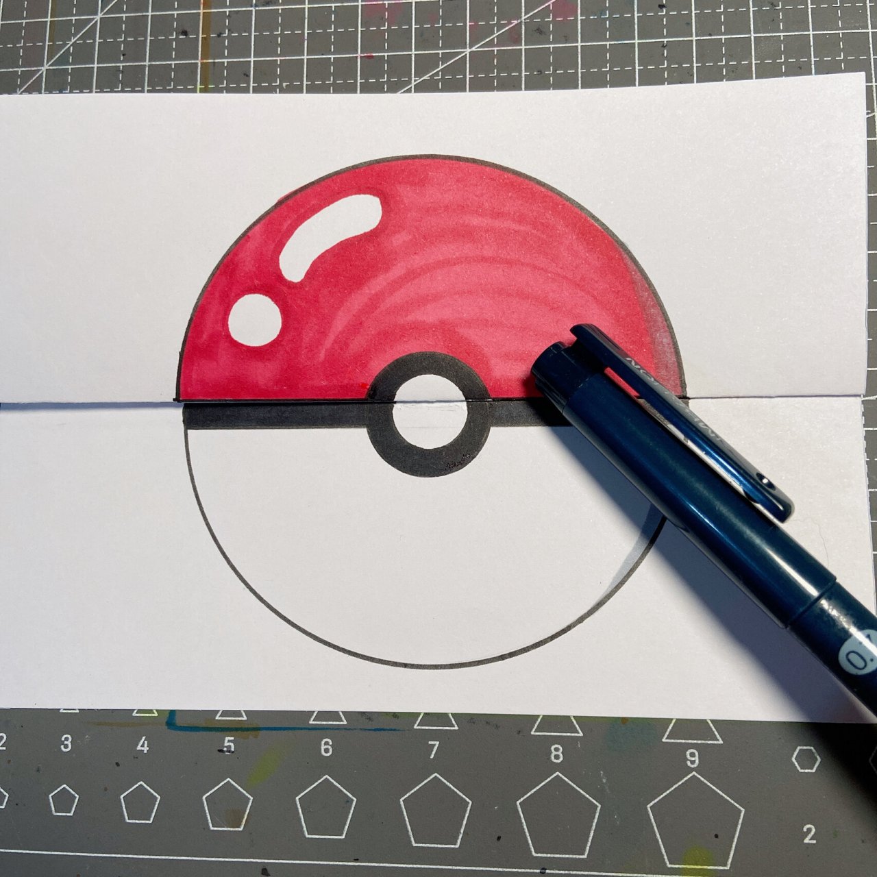 皮卡丘精灵球简笔画动漫儿童画马克笔手工