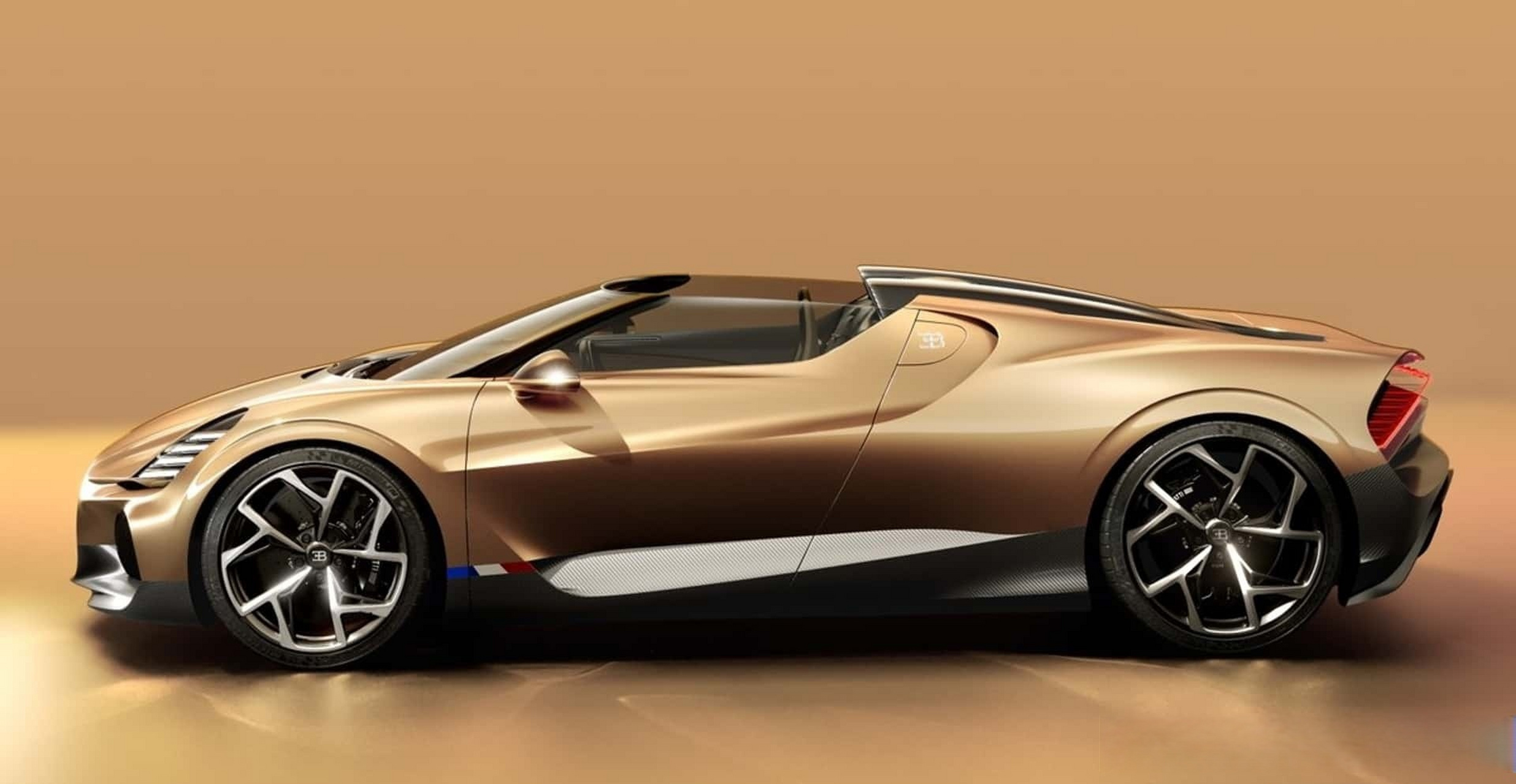 日前,国外媒体发布了一组布加迪w16 mistral金色特别版的官图.