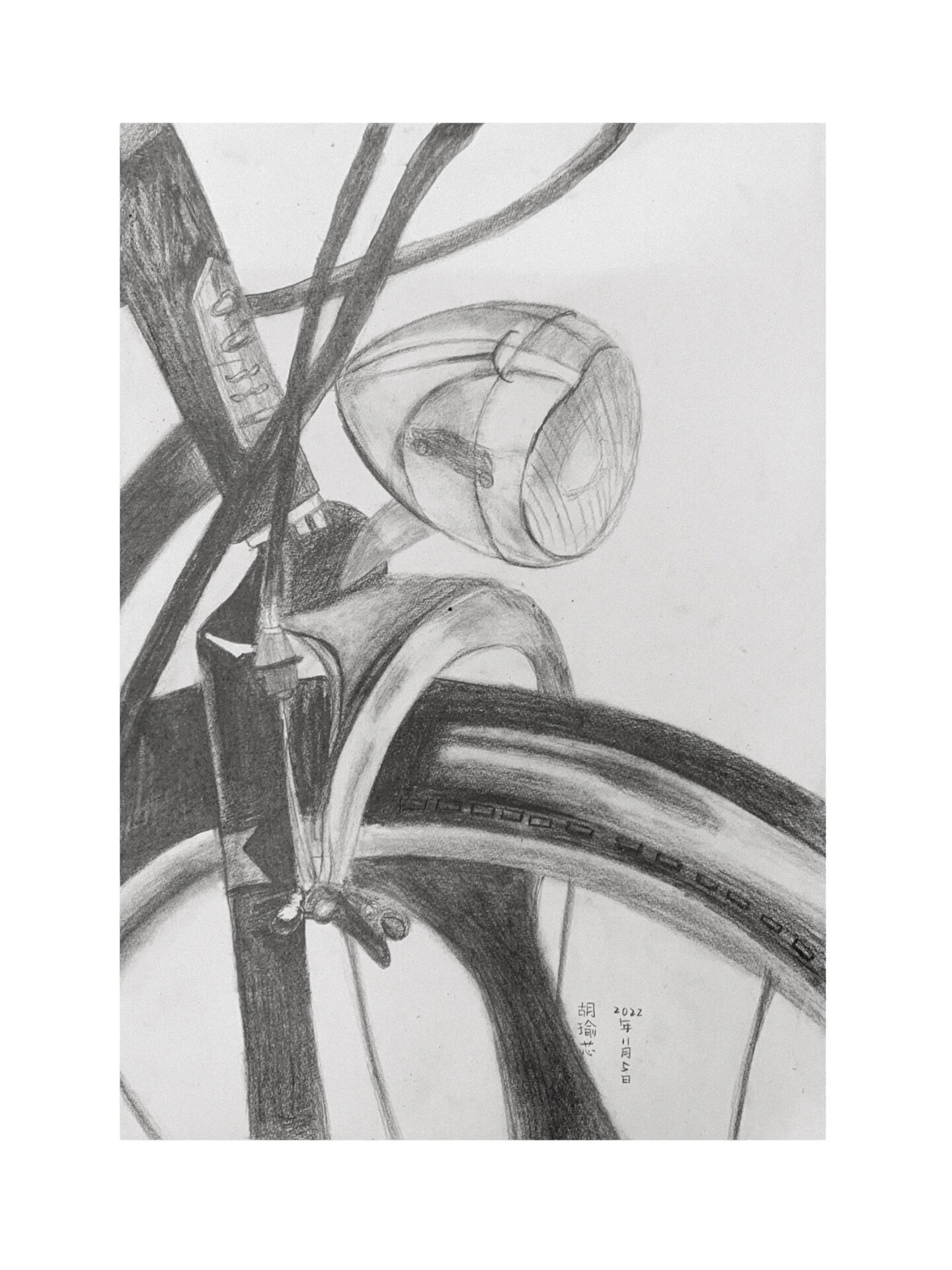自行车局部 | 五年级素描
