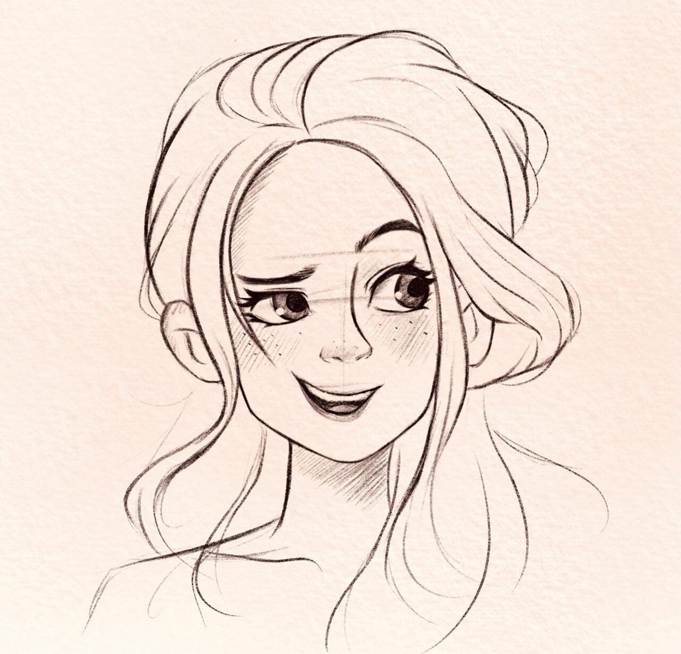 手绘线稿线稿练习(附步骤)可临摹 线稿练习更新,可爱卡通少女临摹素材