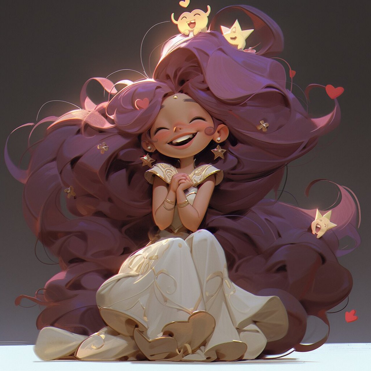 迪士尼紫发公主|midjourney|热情与浪漫 也许是糖沉在了杯底,摇一摇试