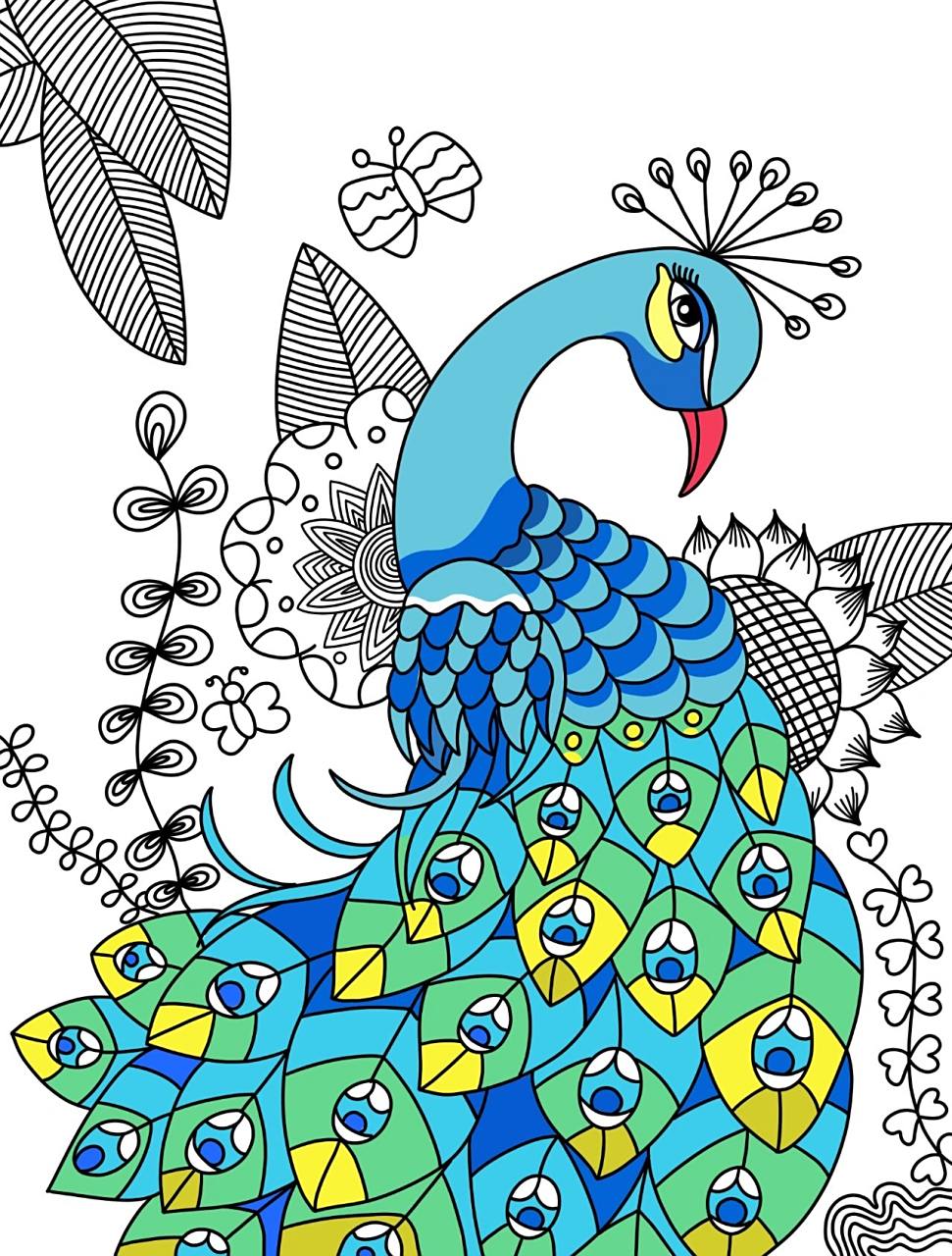 孔雀简笔画 儿童创意画孔雀      #