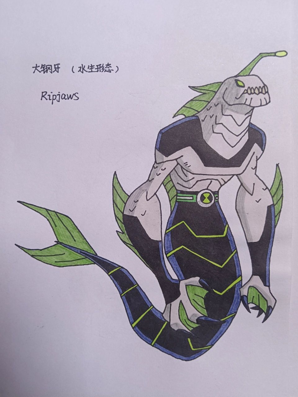 ben10全面进化外星英雄介绍(11) 大钢牙 英文名:ripjaws,词源"rip"