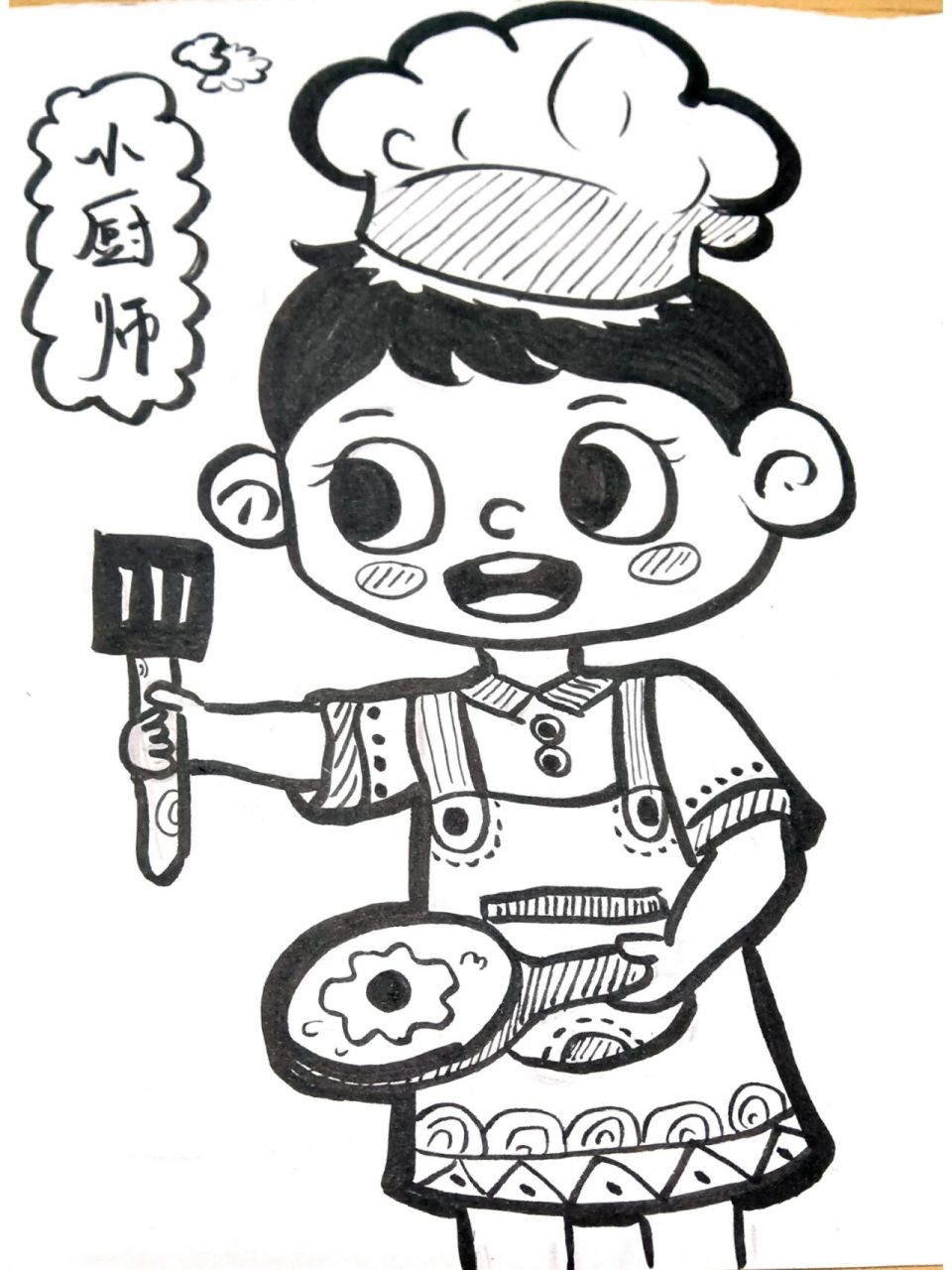 儿童简笔画(附过程)——小厨师
