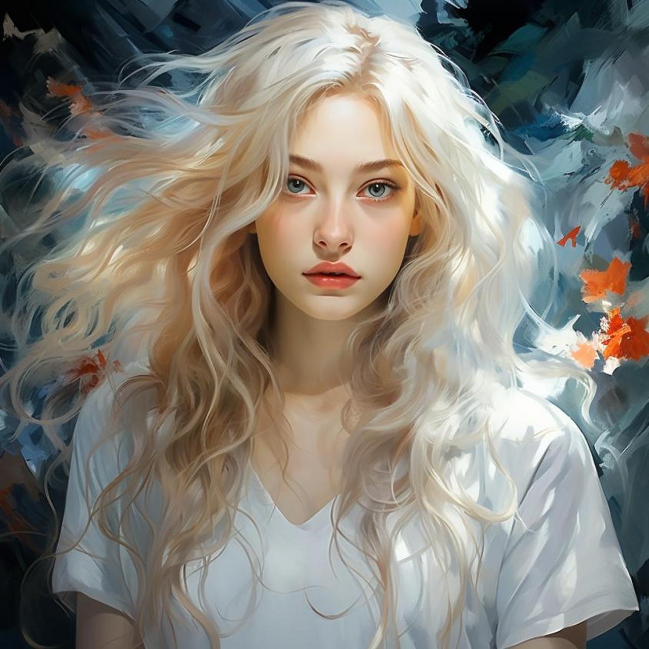 数字油画美女头像 ai绘画头像女生头像