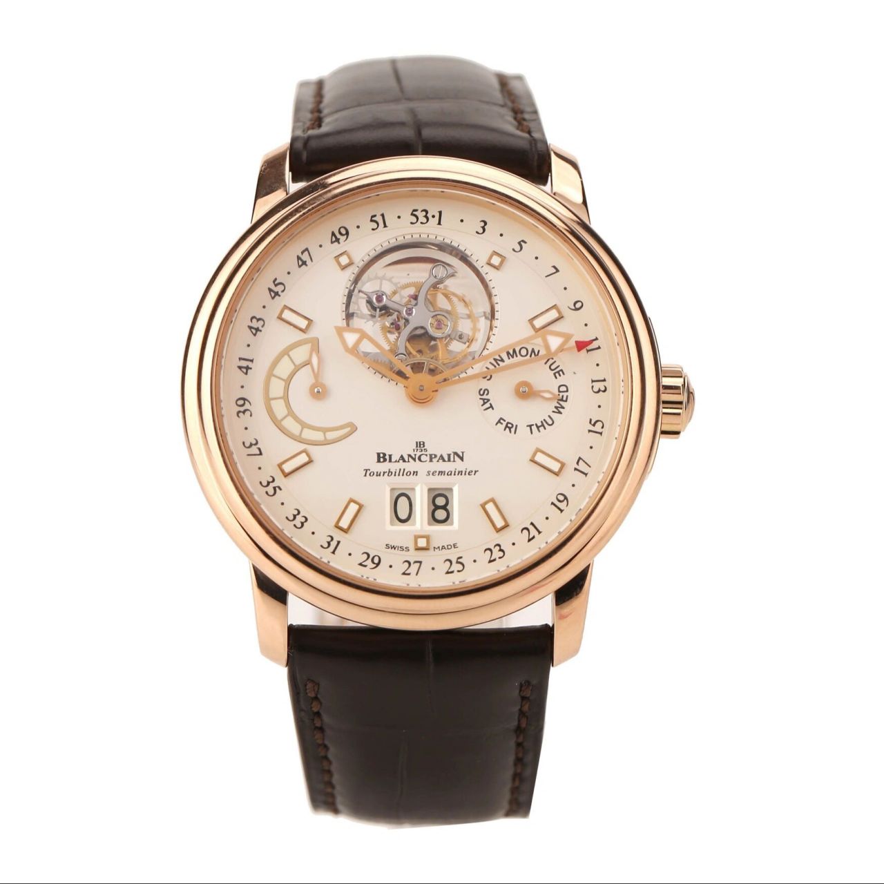 宝珀领袖陀飞轮玫瑰金手动机械男表 宝珀陀飞轮 领袖系列18k玫瑰金