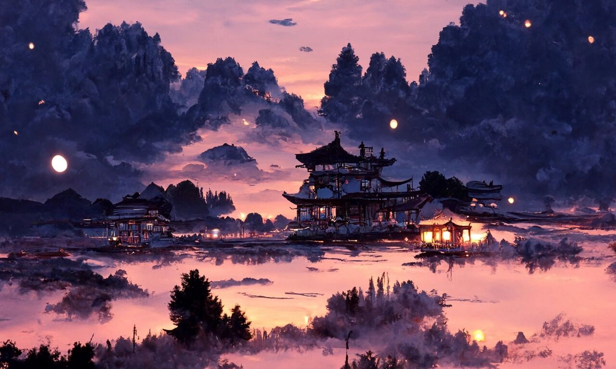 中国风夜色壁纸,来拿.你想到了哪首古诗词?