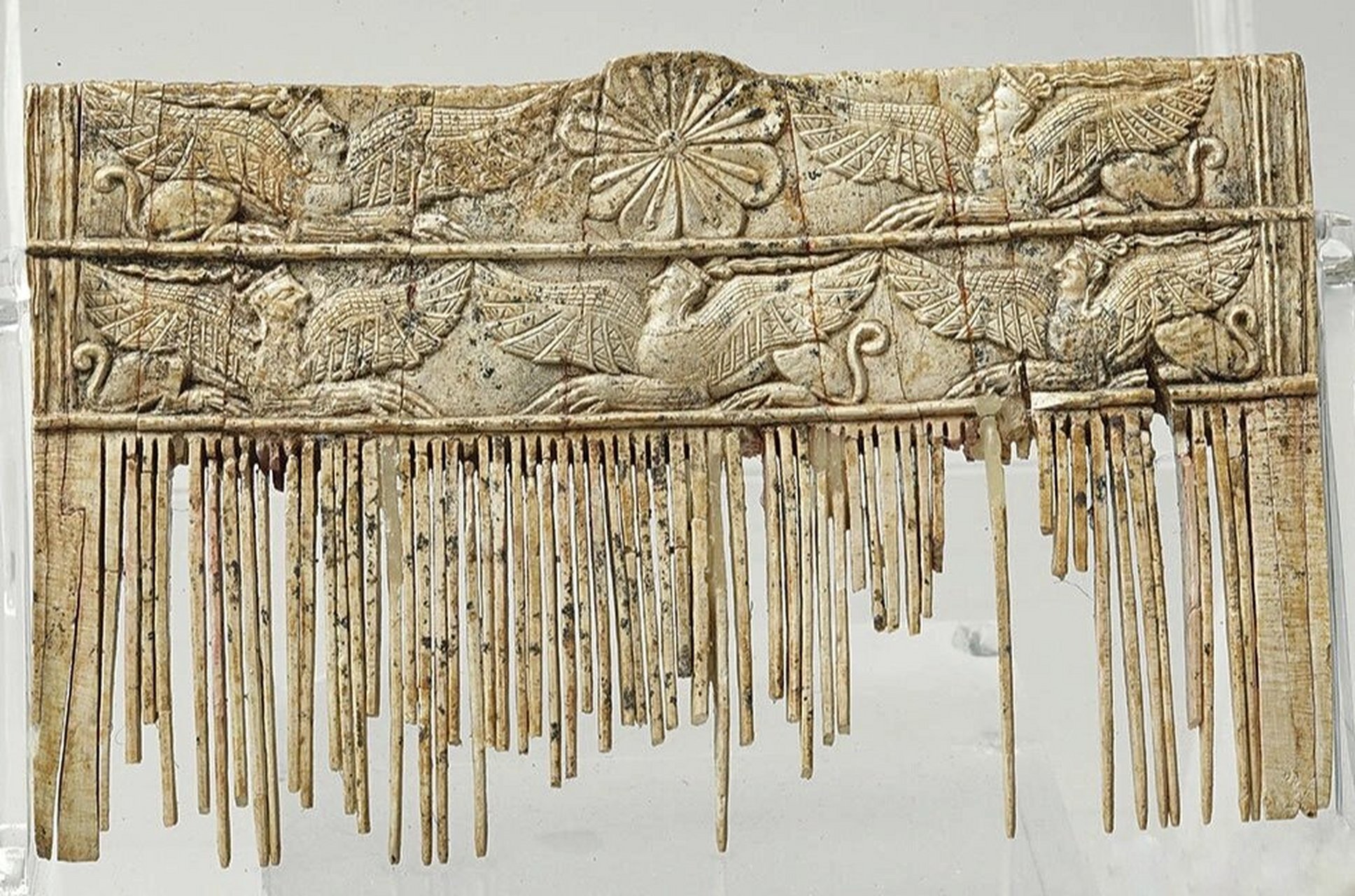 镂雕旋纹象牙梳·大汶口文化 图一 镂雕旋纹象牙梳,新石器时代大汶口