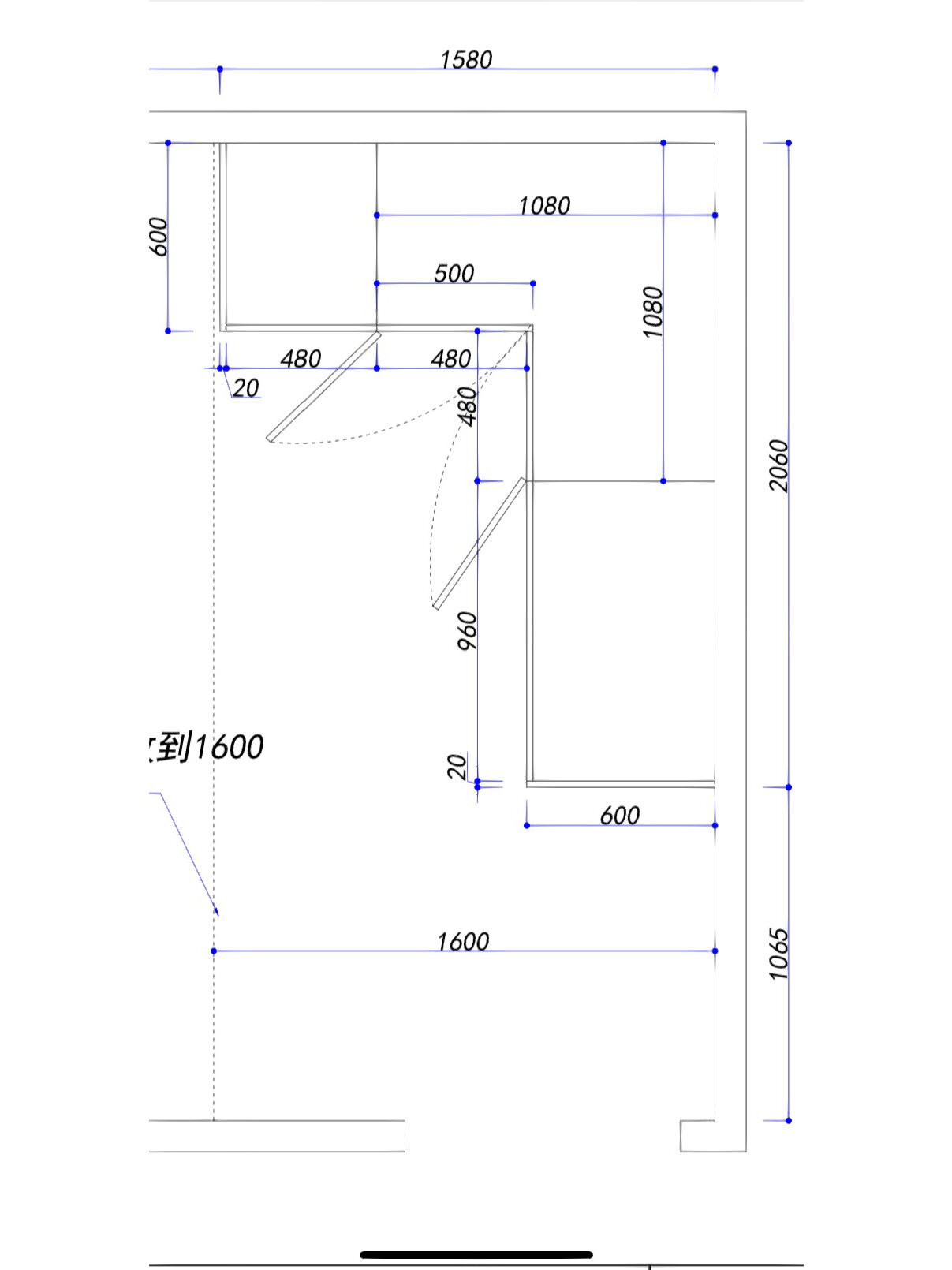 我家的l型衣柜尺寸图分享