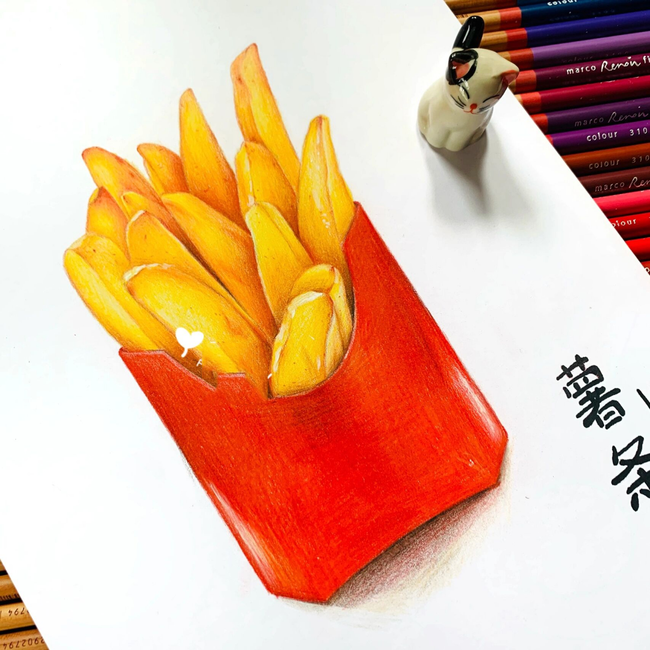 彩铅手绘|薯条93 薯条配可乐,疫情隔离在家的我只能望梅止渴了97