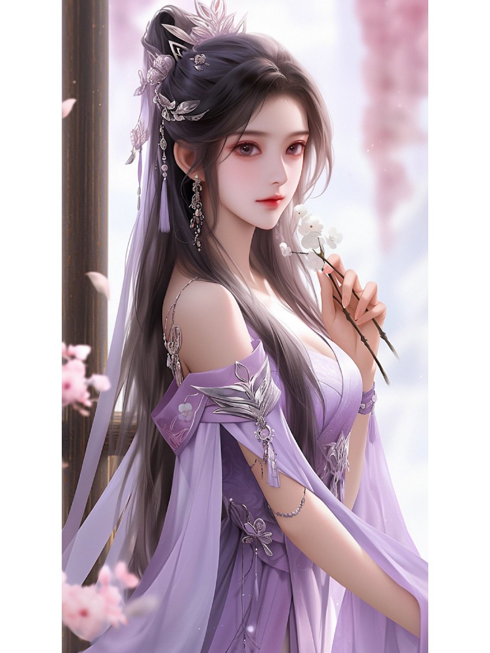 游戏角色美女,紫衣古风,古风头像