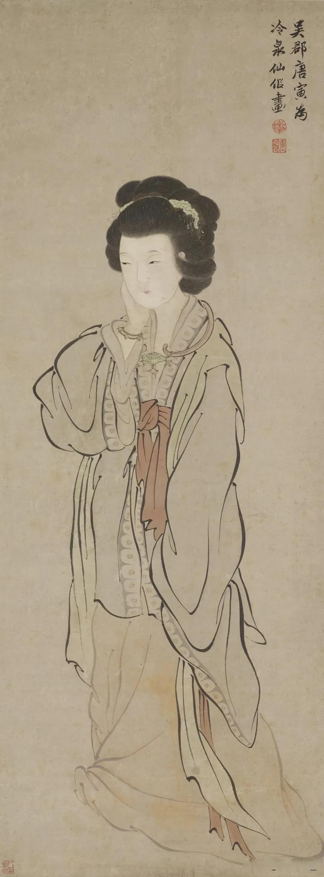 唐寅《美人春思图》古画精品分享 字画藏品分享