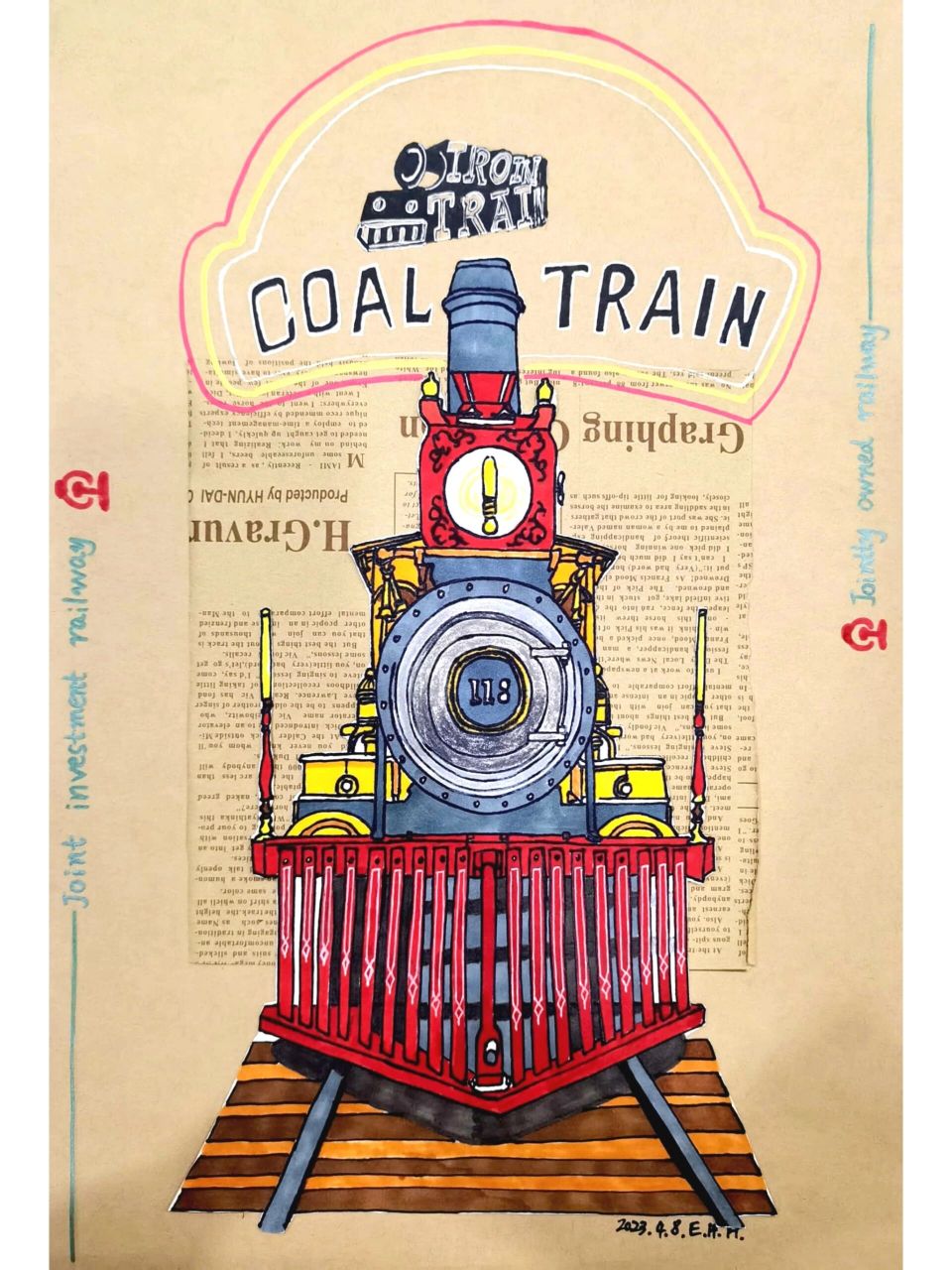 火车头～ 有线稿 今日课程:《火车头》 仔细观察火车头的造型特征