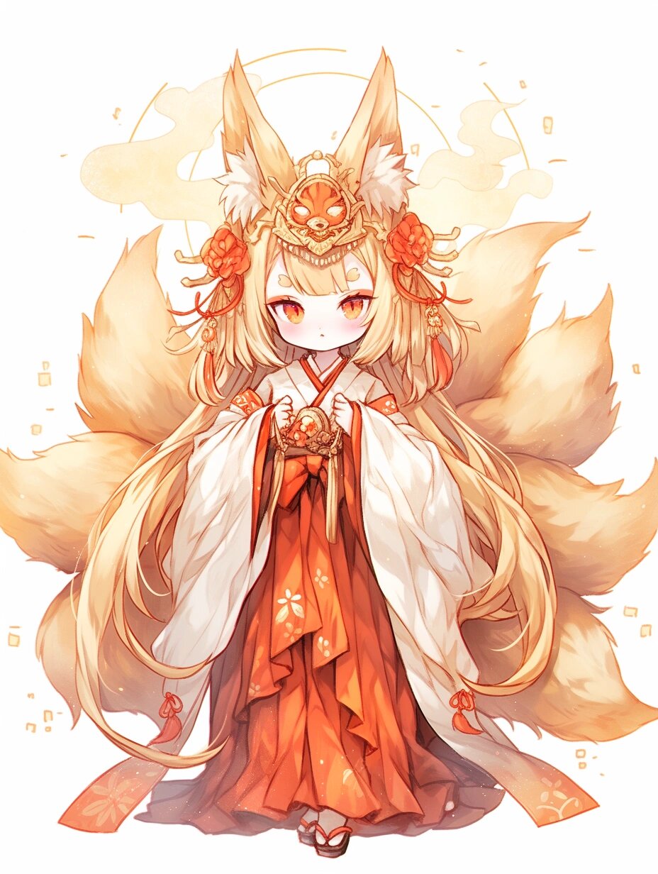 古风女生壁纸‖美丽的金色九尾狐
