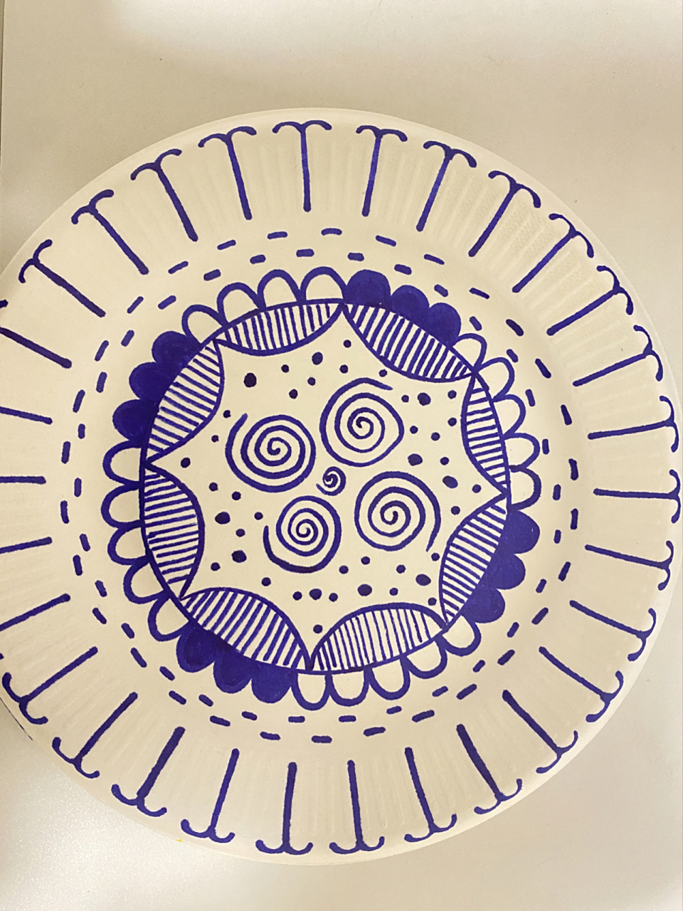 纸盘线描画~青花瓷盘子