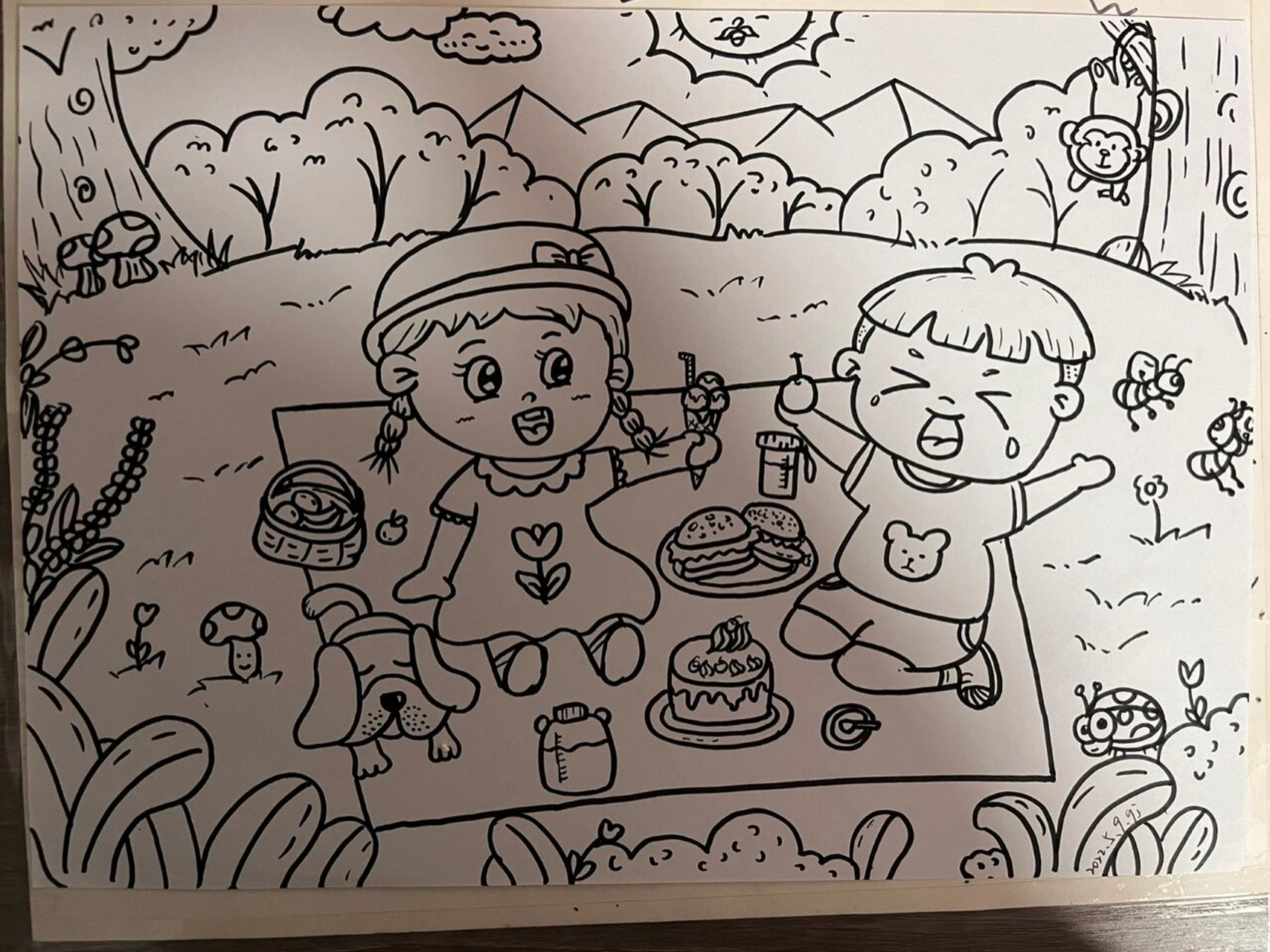 幼教主题简笔画《野餐》 唯有坚持✊