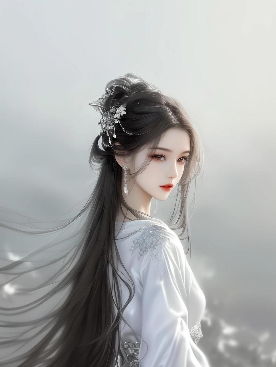 一组极美的古风美人图壁纸头像 78一袭素衣,翩若惊鸿,婉若游龙,如