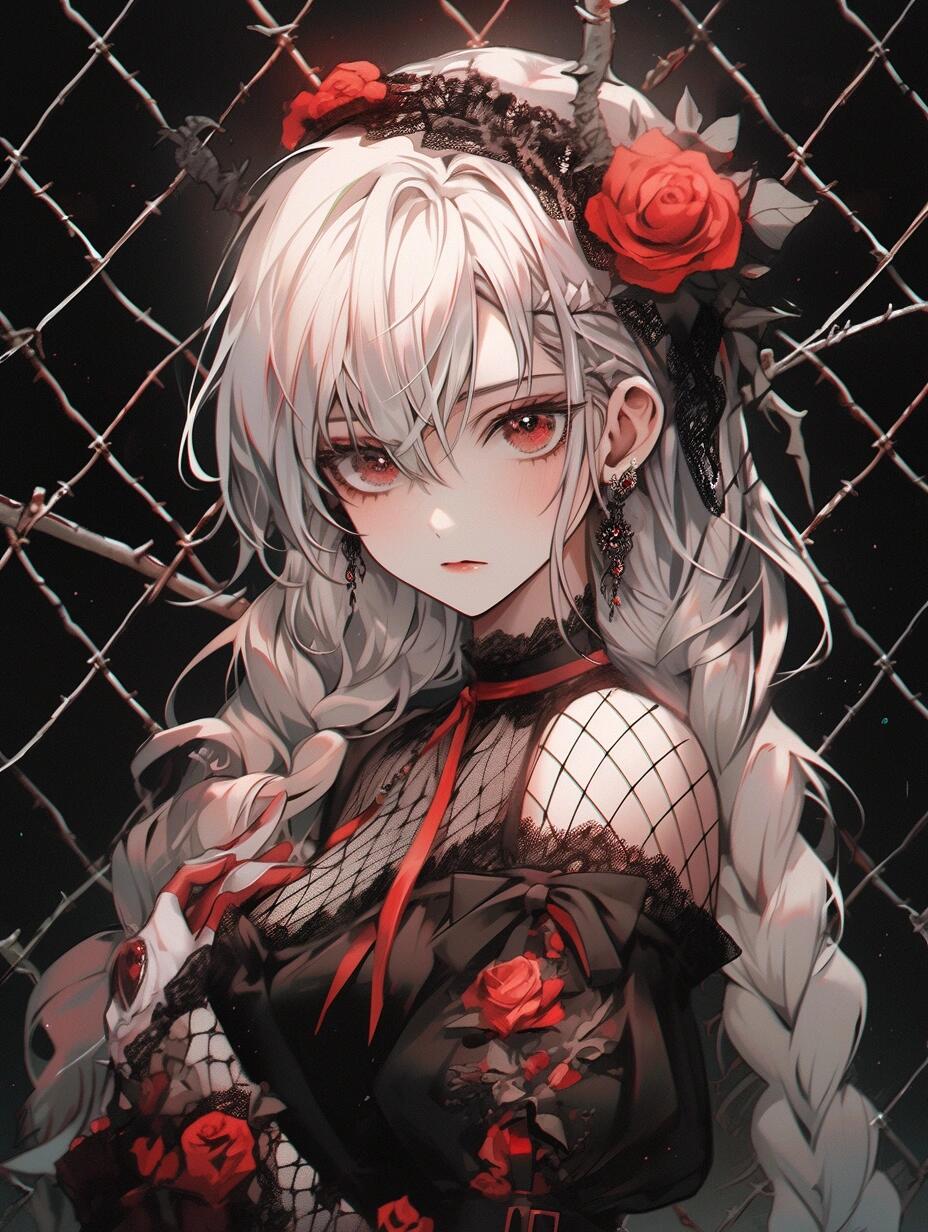 暗夜玫瑰 | 女生头像壁纸插画素材暗黑系